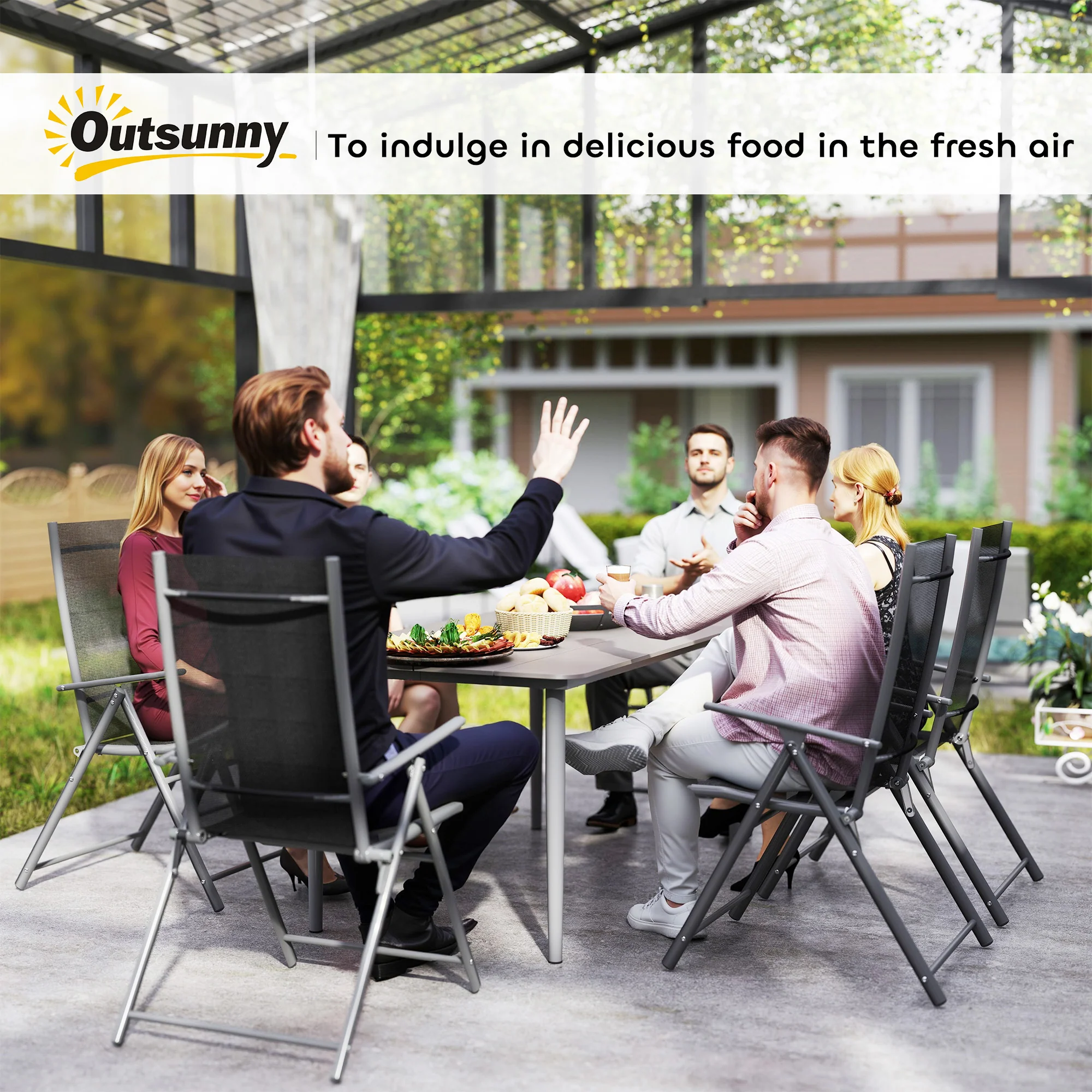 160 x 90 x 74 cm Garden Dining Table for 6 with WPC Top, Dark Grey - Image 11