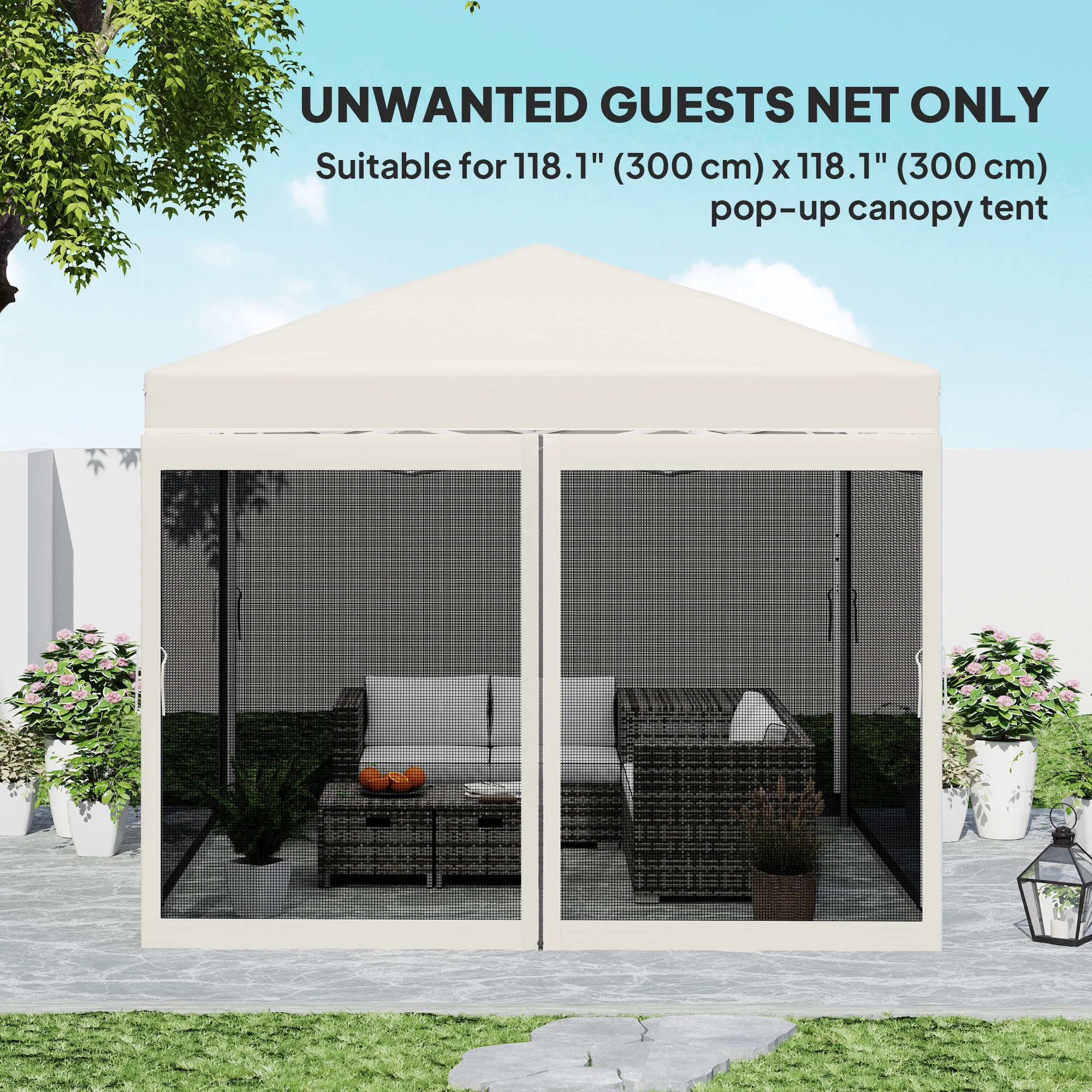 Gazebo Mosquito Netting with Zippers for 10'  x 10' Pop-Up Pop-Up Canopy Tent (2 Panels) - Image 8