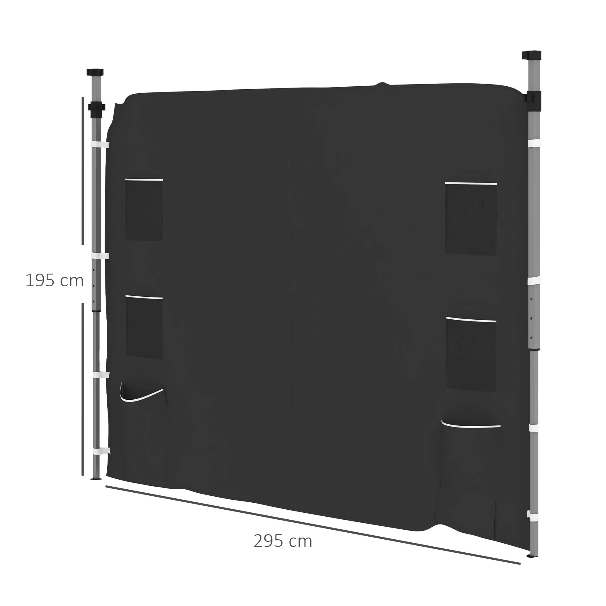 Canopy Sidewall Panel for 3 x 3m Straight Leg Pop Up Gazebos, 1 Pack Sidewall Only, Black - Image 5
