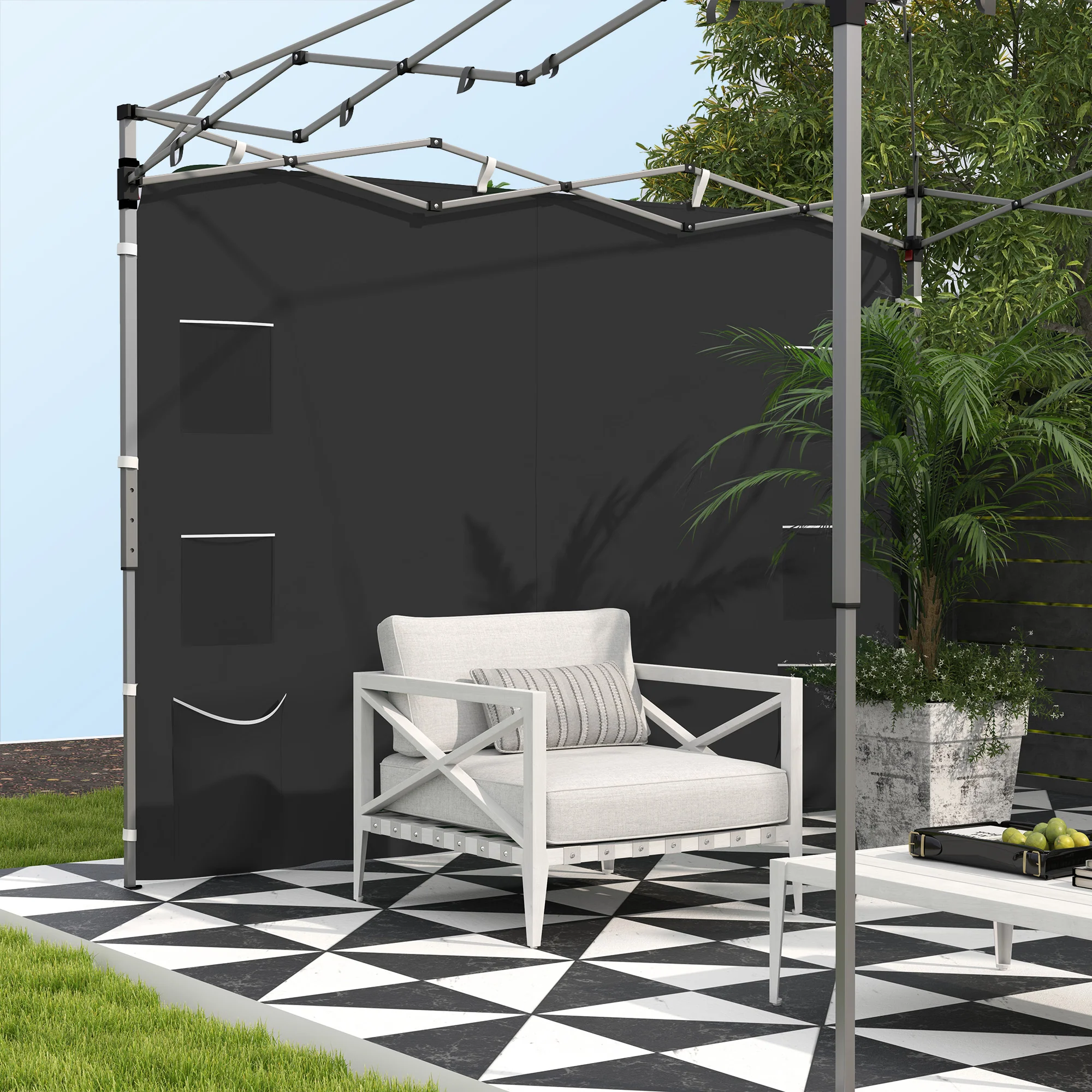 Canopy Sidewall Panel for 3 x 3m Straight Leg Pop Up Gazebos, 1 Pack Sidewall Only, Black - Image 9