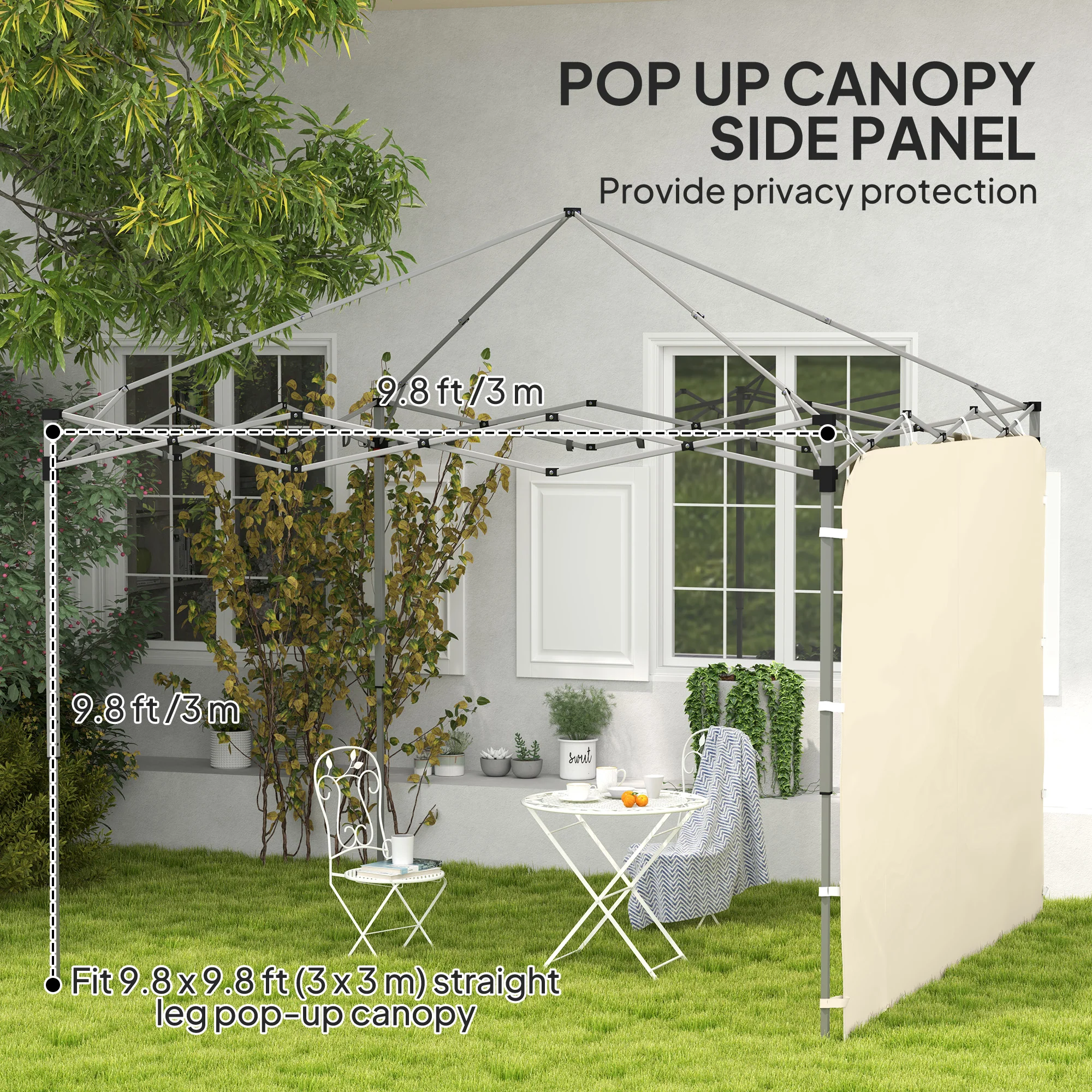 Canopy Sidewall Panel for 3 x 3m Straight Leg Pop Up Gazebos, 1 Pack Sidewall Only, Beige - Image 6