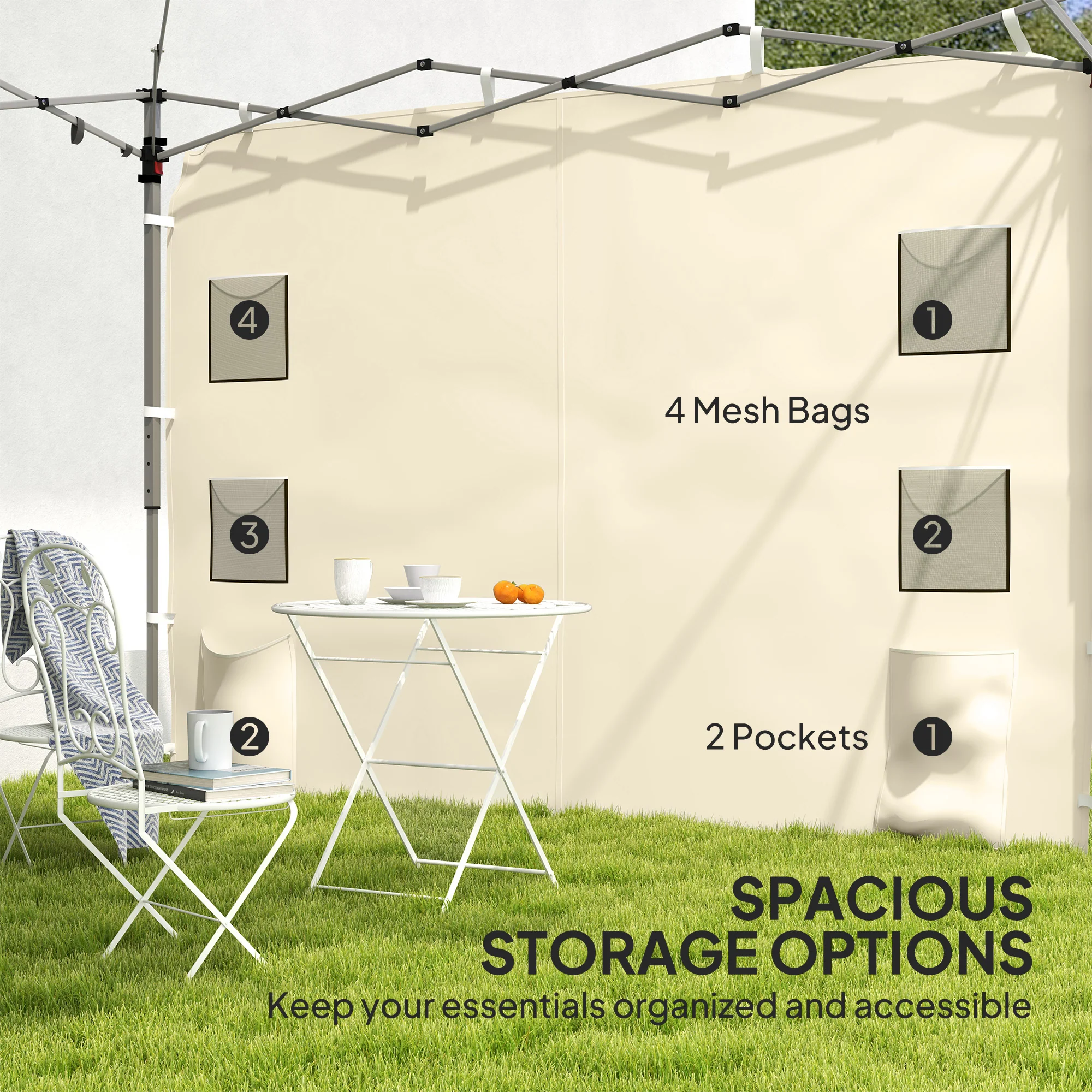 Canopy Sidewall Panel for 3 x 3m Straight Leg Pop Up Gazebos, 1 Pack Sidewall Only, Beige - Image 7