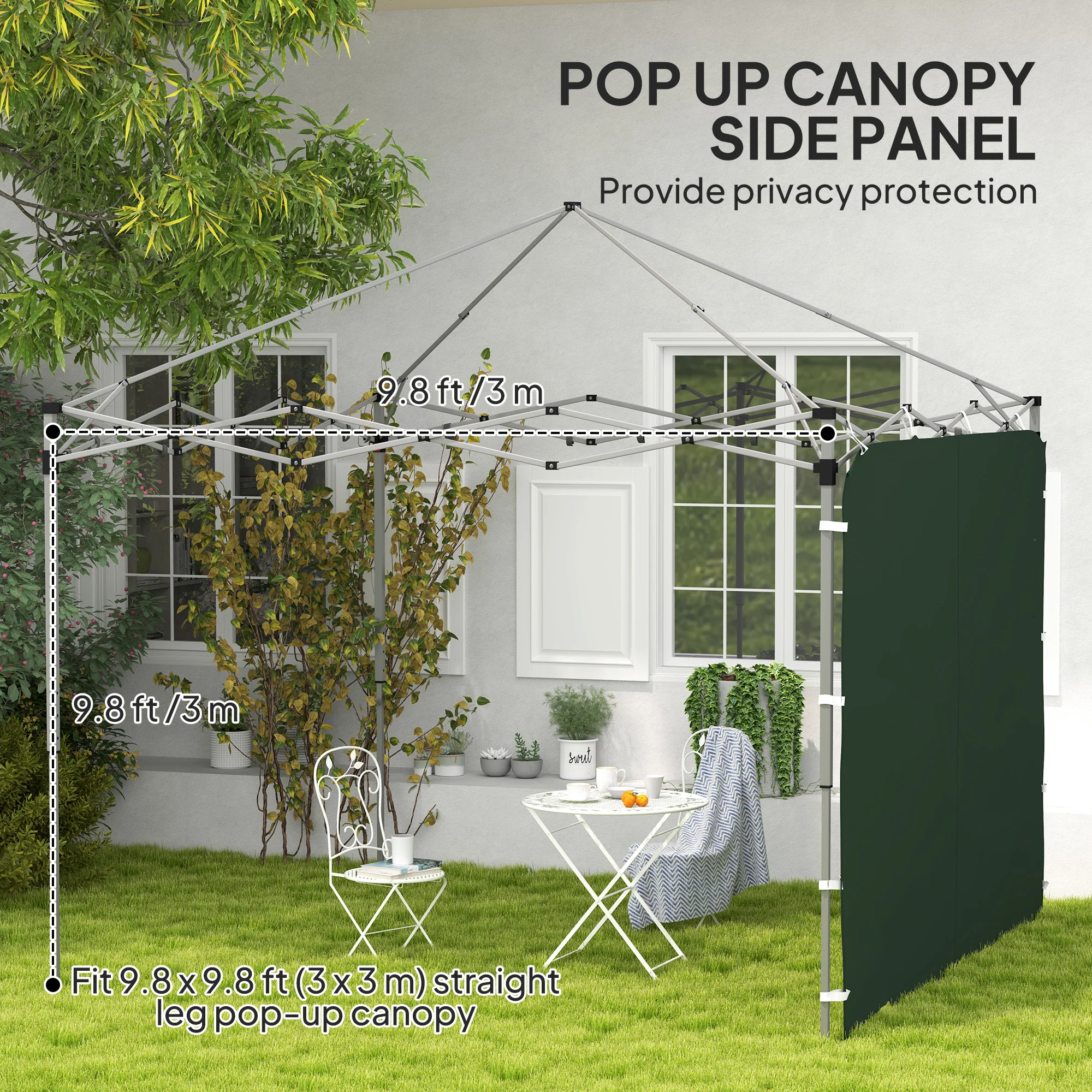 Canopy Sidewall Panel for 3 x 3m Straight Leg Pop Up Gazebos, 1 Pack Sidewall Only, Green - Image 6