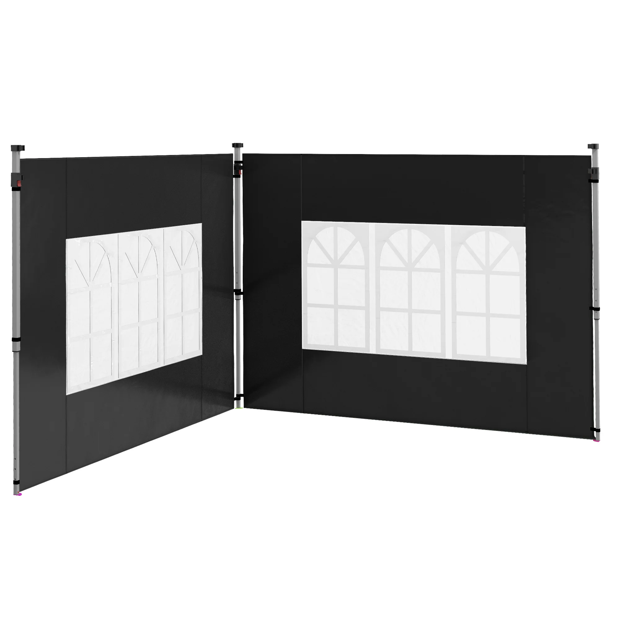 Gazebo Side Panels for 3x3(m) or 3x4(m) Pop Up Gazebo, 2 Pack Sides Replacement, Black - Image 2
