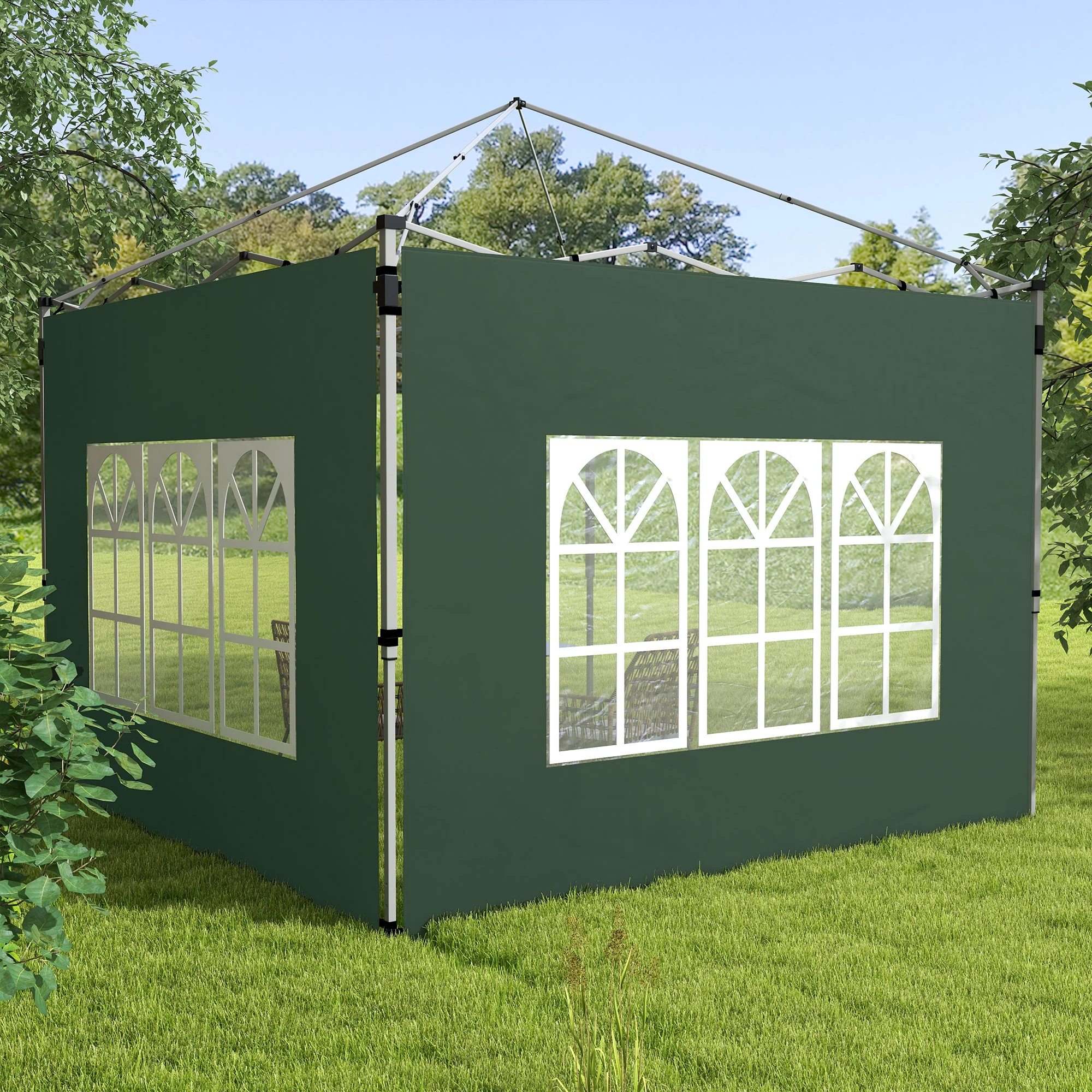 Gazebo Side Panels for 3x3(m) or 3x4(m) Pop Up Gazebo, 2 Pack Sides Replacement, Green - Image 4