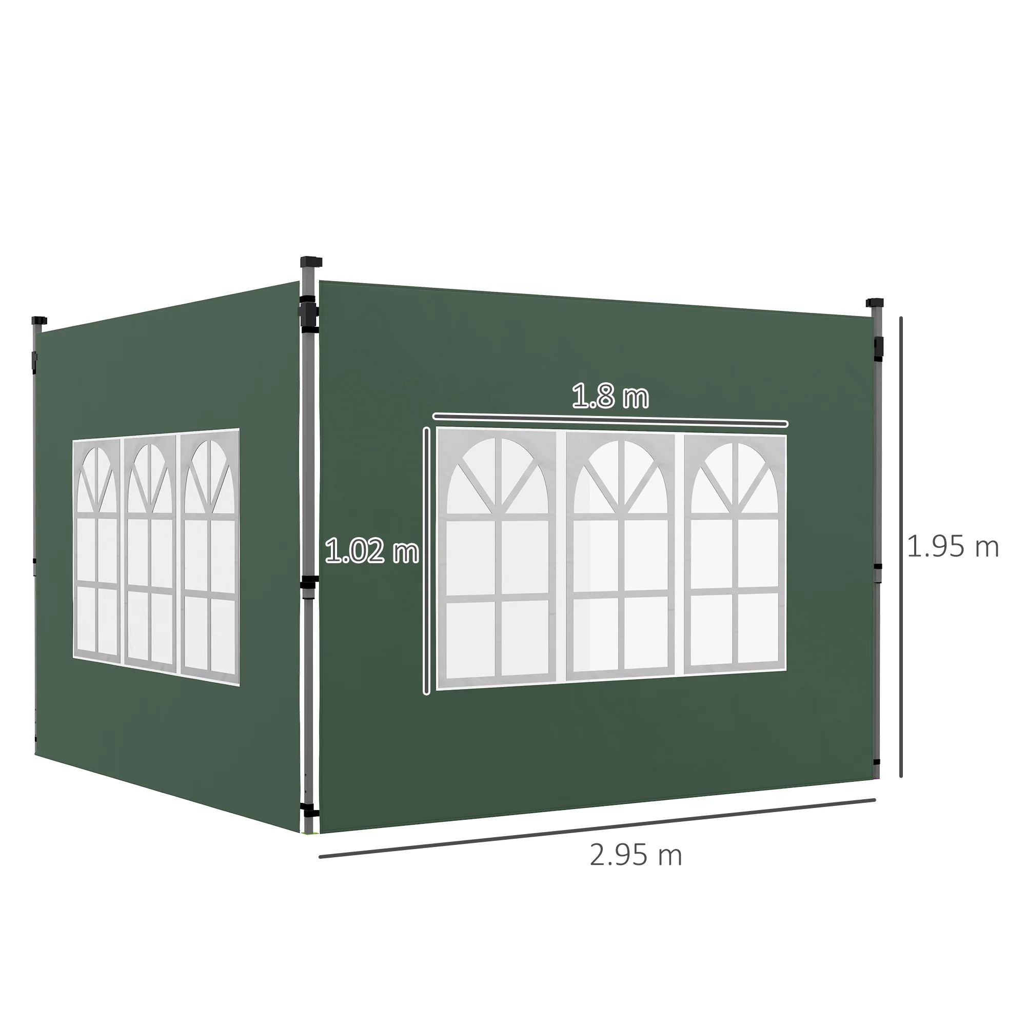 Gazebo Side Panels for 3x3(m) or 3x4(m) Pop Up Gazebo, 2 Pack Sides Replacement, Green - Image 5