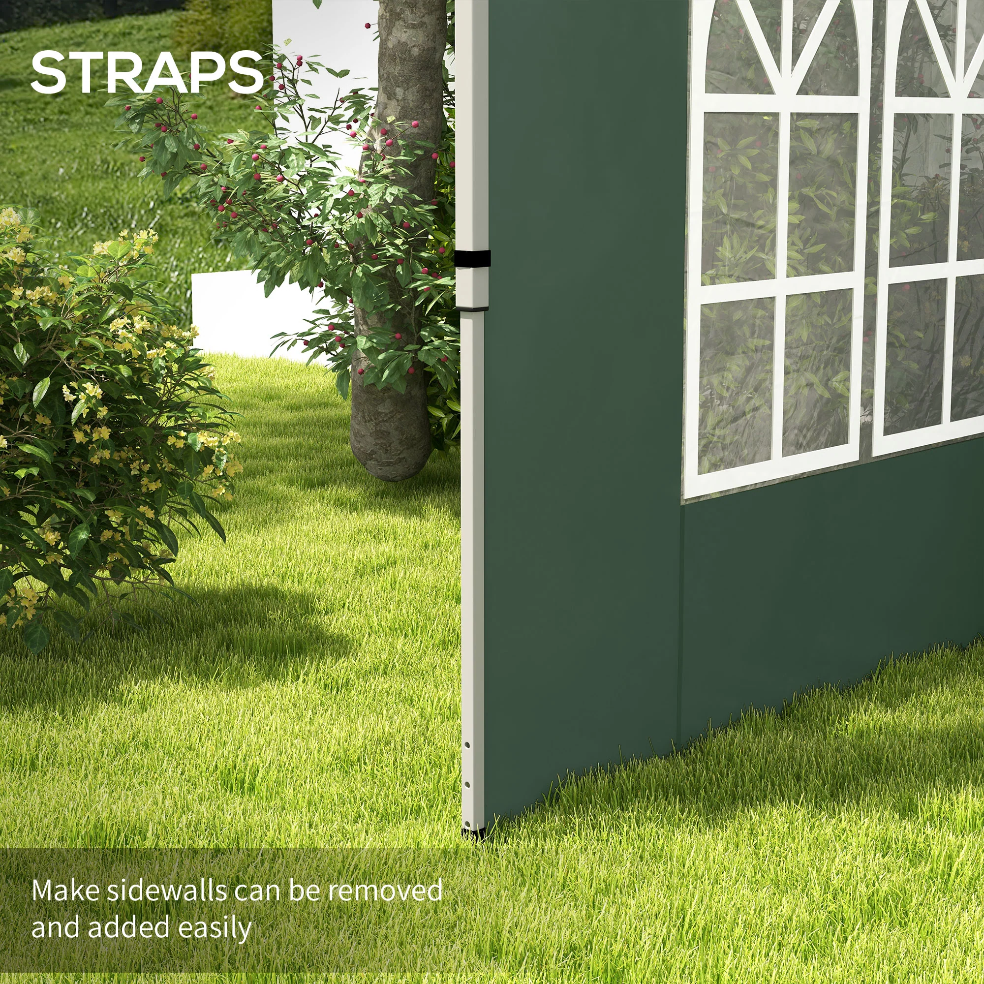 Gazebo Side Panels for 3x3(m) or 3x4(m) Pop Up Gazebo, 2 Pack Sides Replacement, Green - Image 7