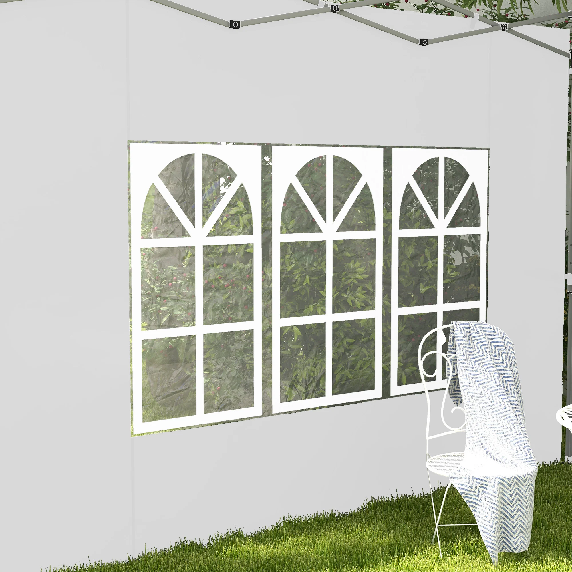 Gazebo Side Panels for 3x3(m) or 3x4(m) Pop Up Gazebo, 2 Pack Sides Replacement, White - Image 11