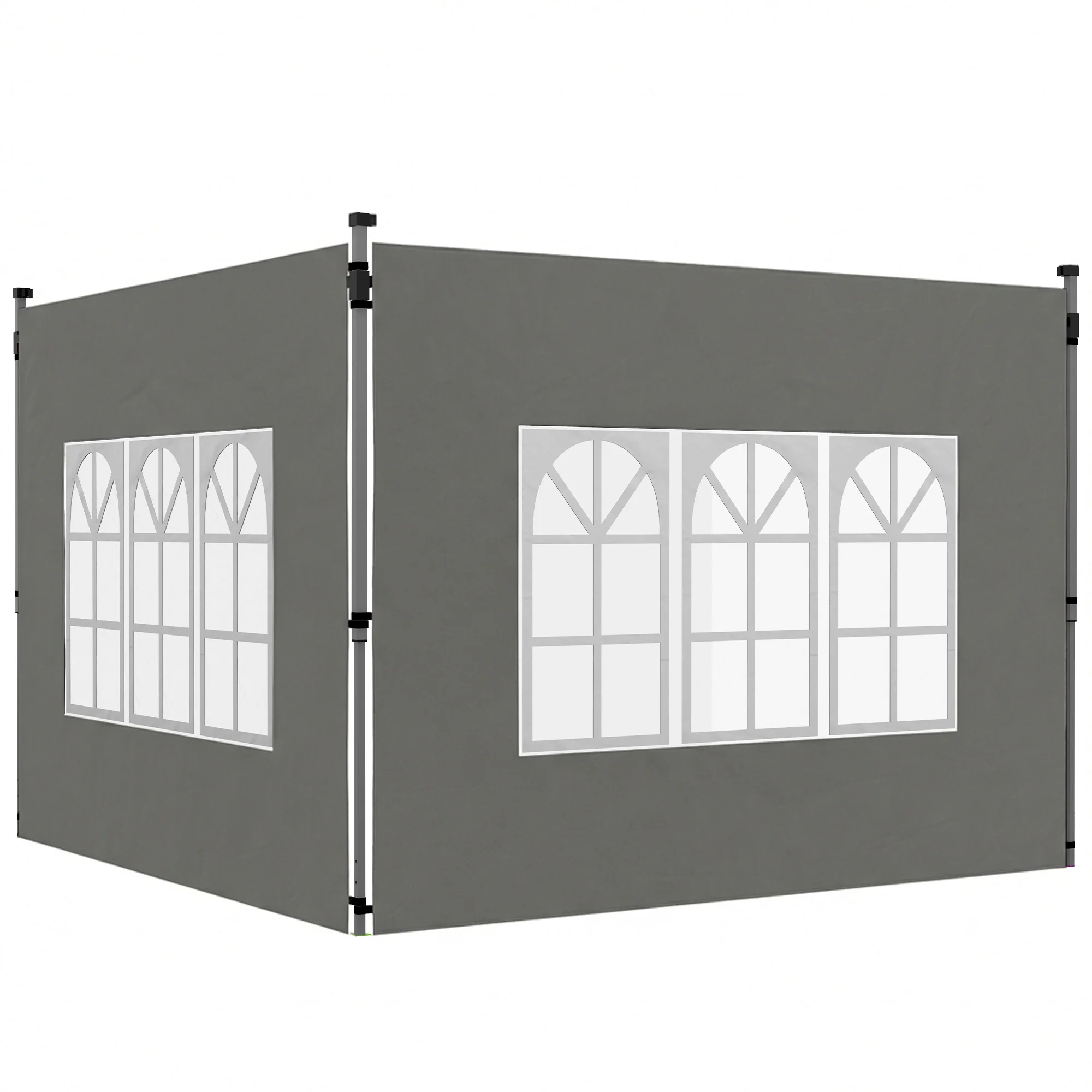 2 Pack Gazebo Side Panels with Window for 3 x 3 m Pop Up Gazebo, Dark Grey