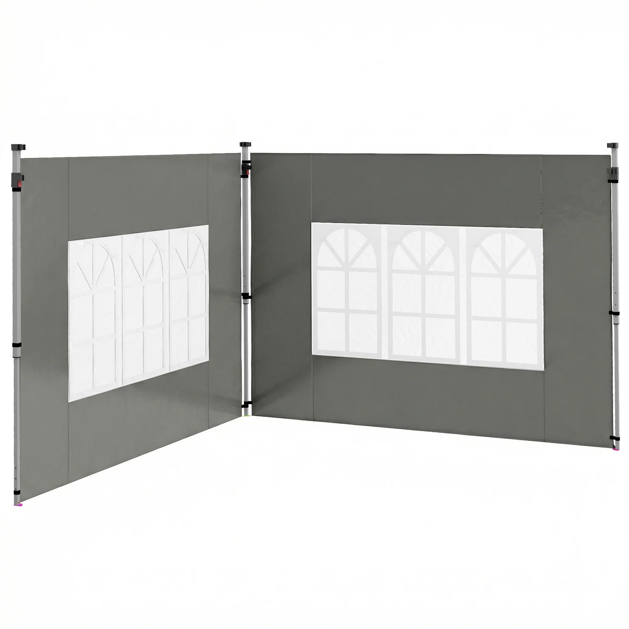 2 Pack Gazebo Side Panels with Window for 3 x 3 m Pop Up Gazebo, Dark Grey - Image 2