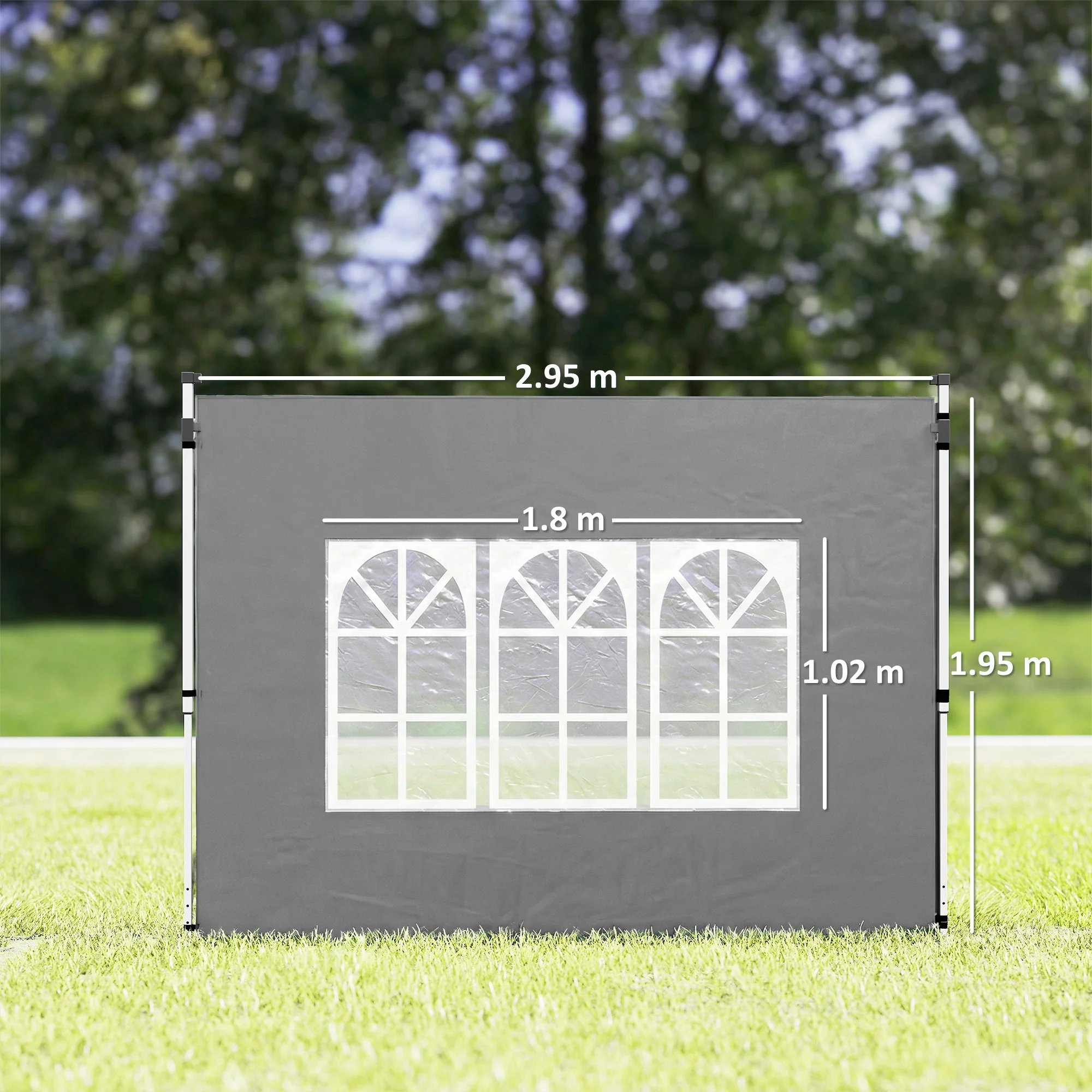 2 Pack Gazebo Side Panels with Window for 3 x 3 m Pop Up Gazebo, Dark Grey - Image 5
