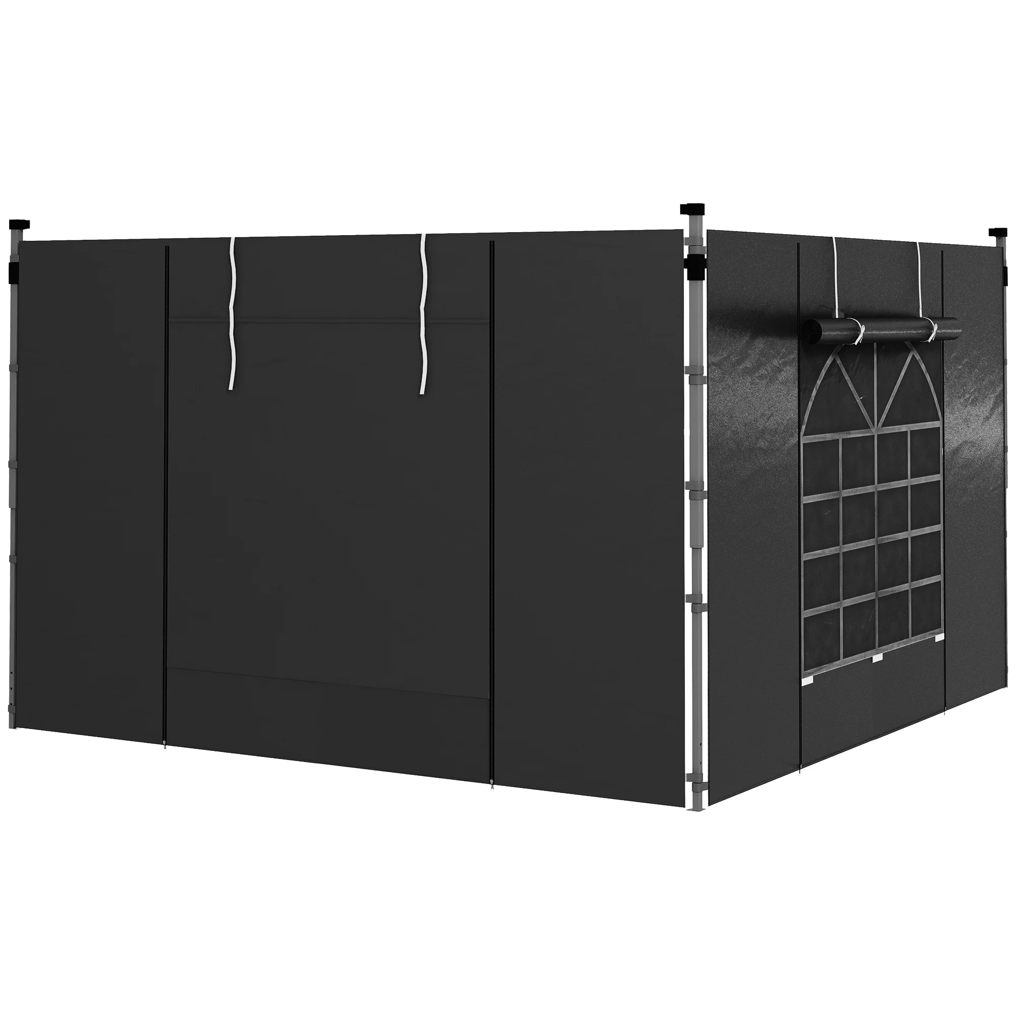 Gazebo Side Panels for 3x3(m) or 3x6(m)Pop Up Gazebo, 2 Pack Sides Replacement, Black