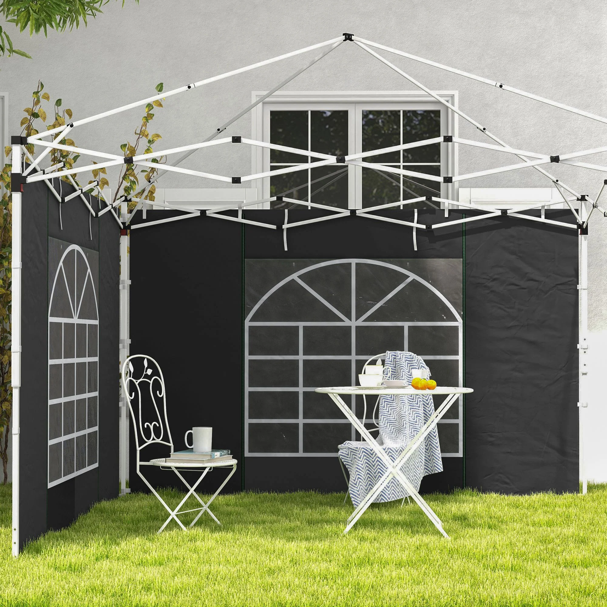 Gazebo Side Panels for 3x3(m) or 3x6(m)Pop Up Gazebo, 2 Pack Sides Replacement, Black - Image 10