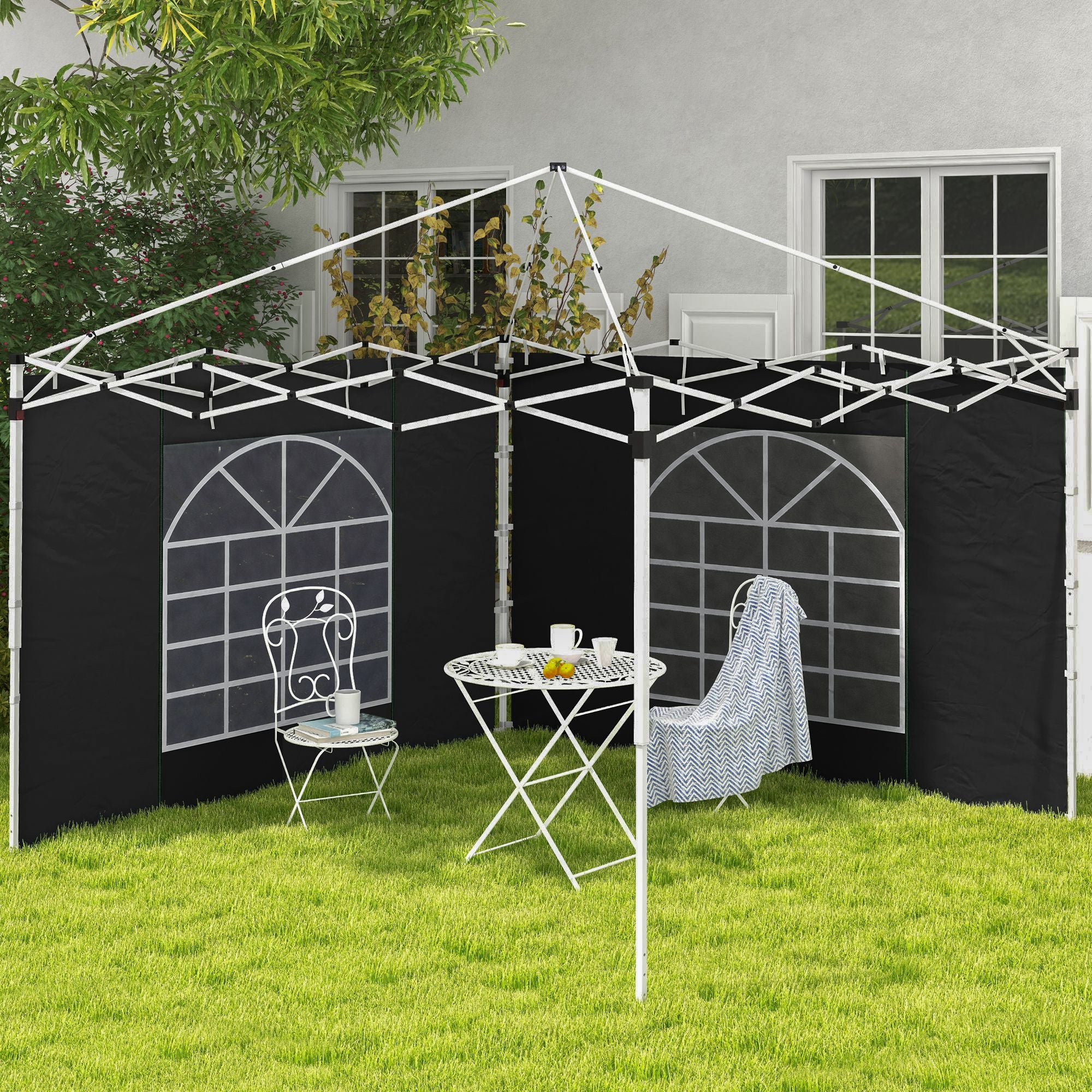 Gazebo Side Panels for 3x3(m) or 3x6(m)Pop Up Gazebo, 2 Pack Sides Replacement, Black - Image 4