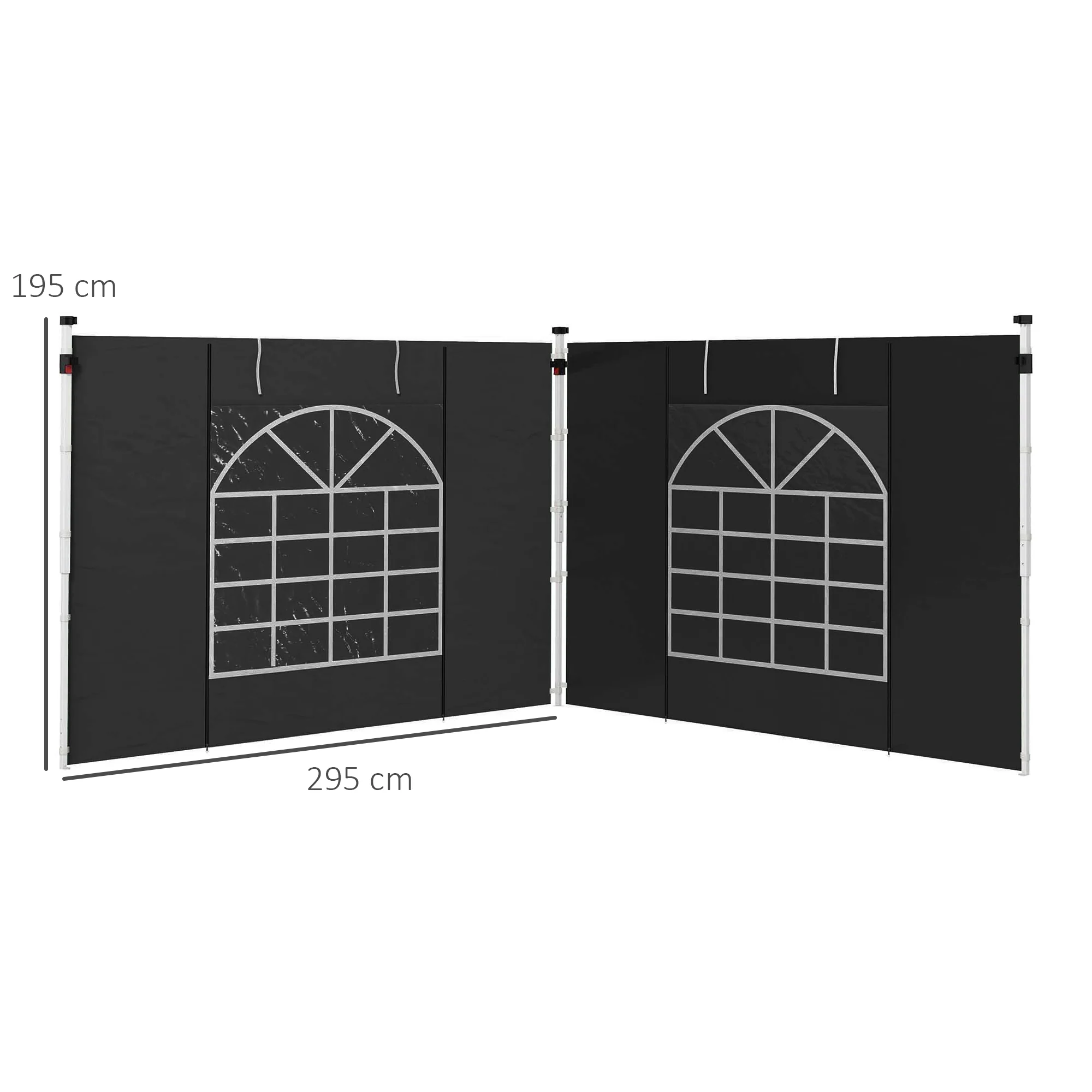Gazebo Side Panels for 3x3(m) or 3x6(m)Pop Up Gazebo, 2 Pack Sides Replacement, Black - Image 5