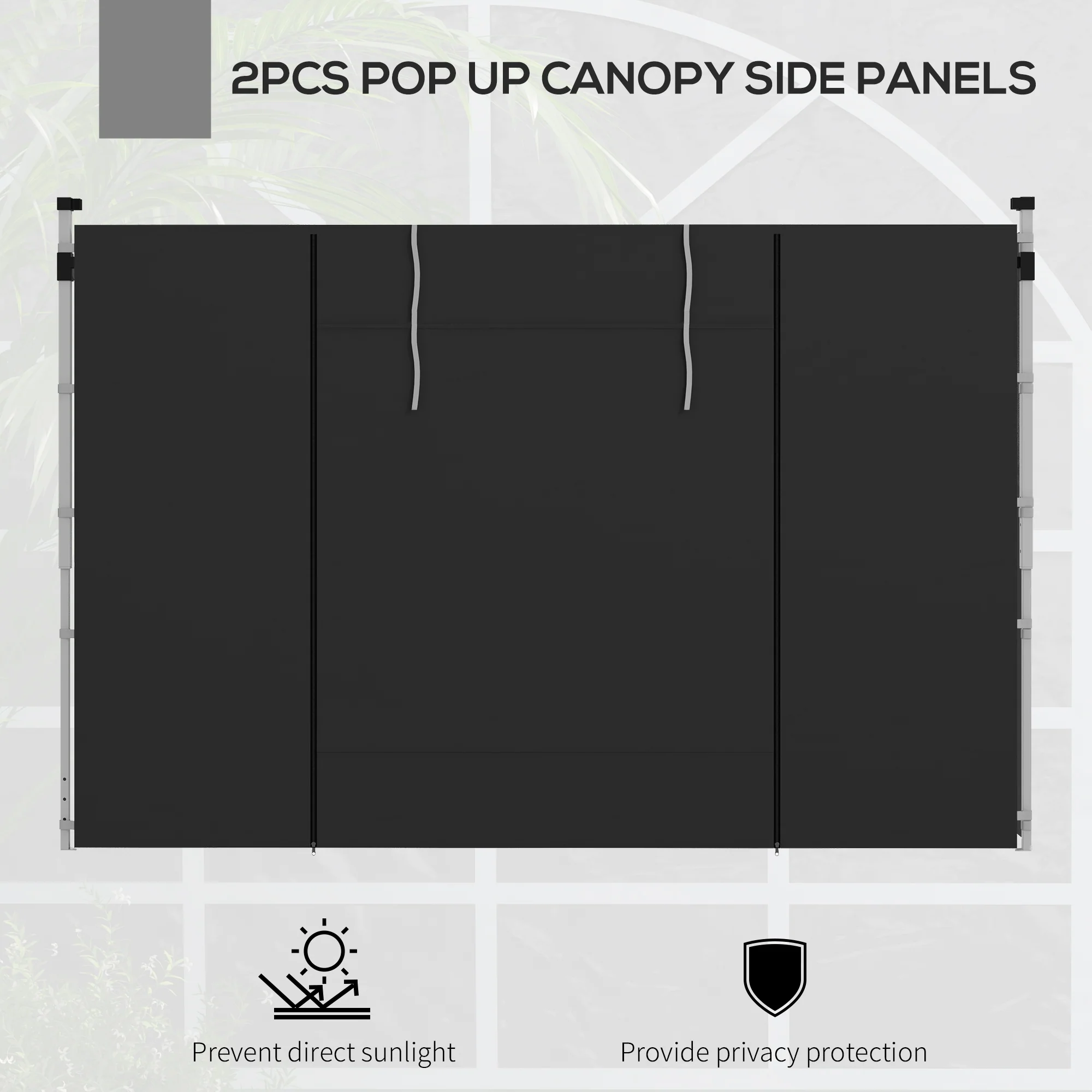 Gazebo Side Panels for 3x3(m) or 3x6(m)Pop Up Gazebo, 2 Pack Sides Replacement, Black - Image 6