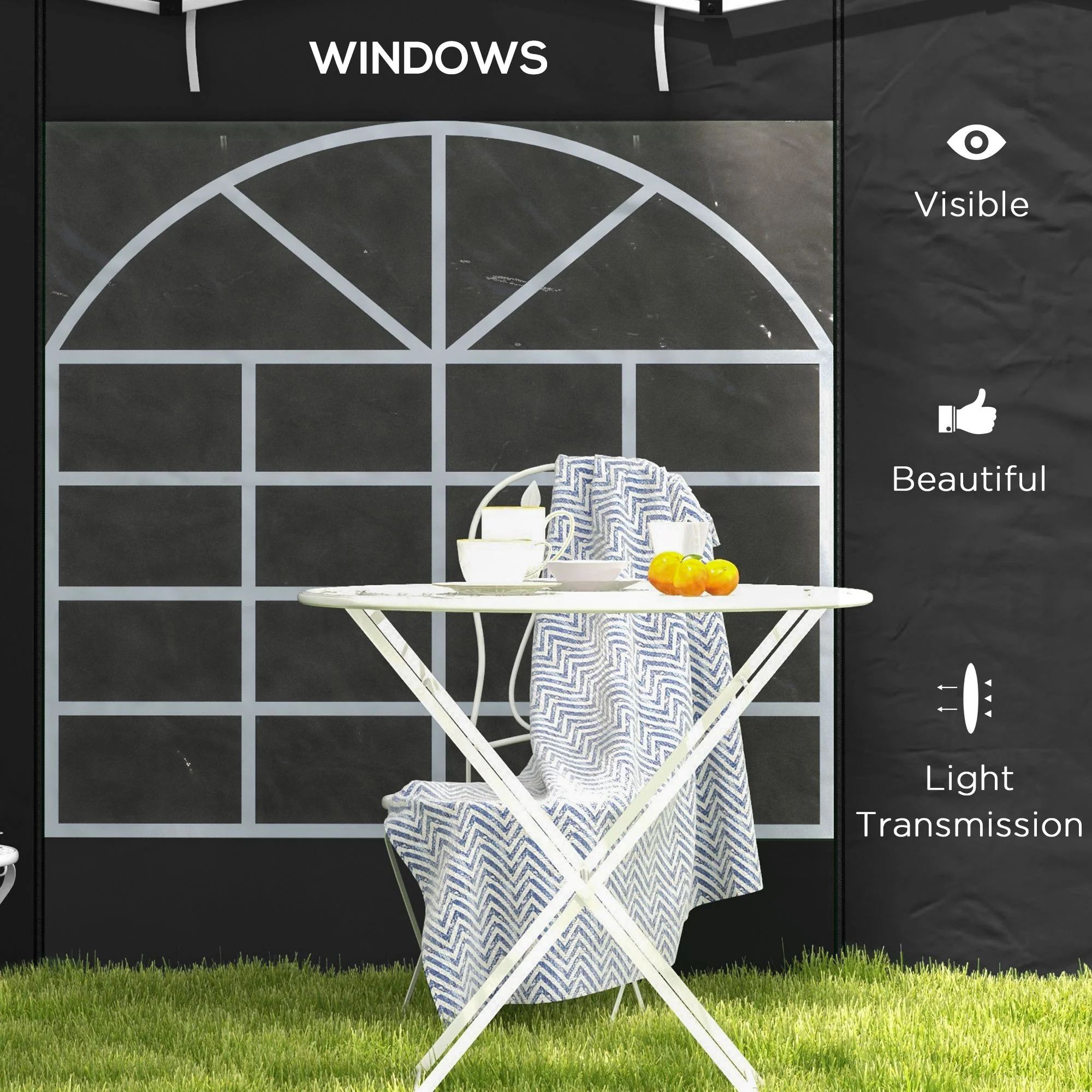 Gazebo Side Panels for 3x3(m) or 3x6(m)Pop Up Gazebo, 2 Pack Sides Replacement, Black - Image 8