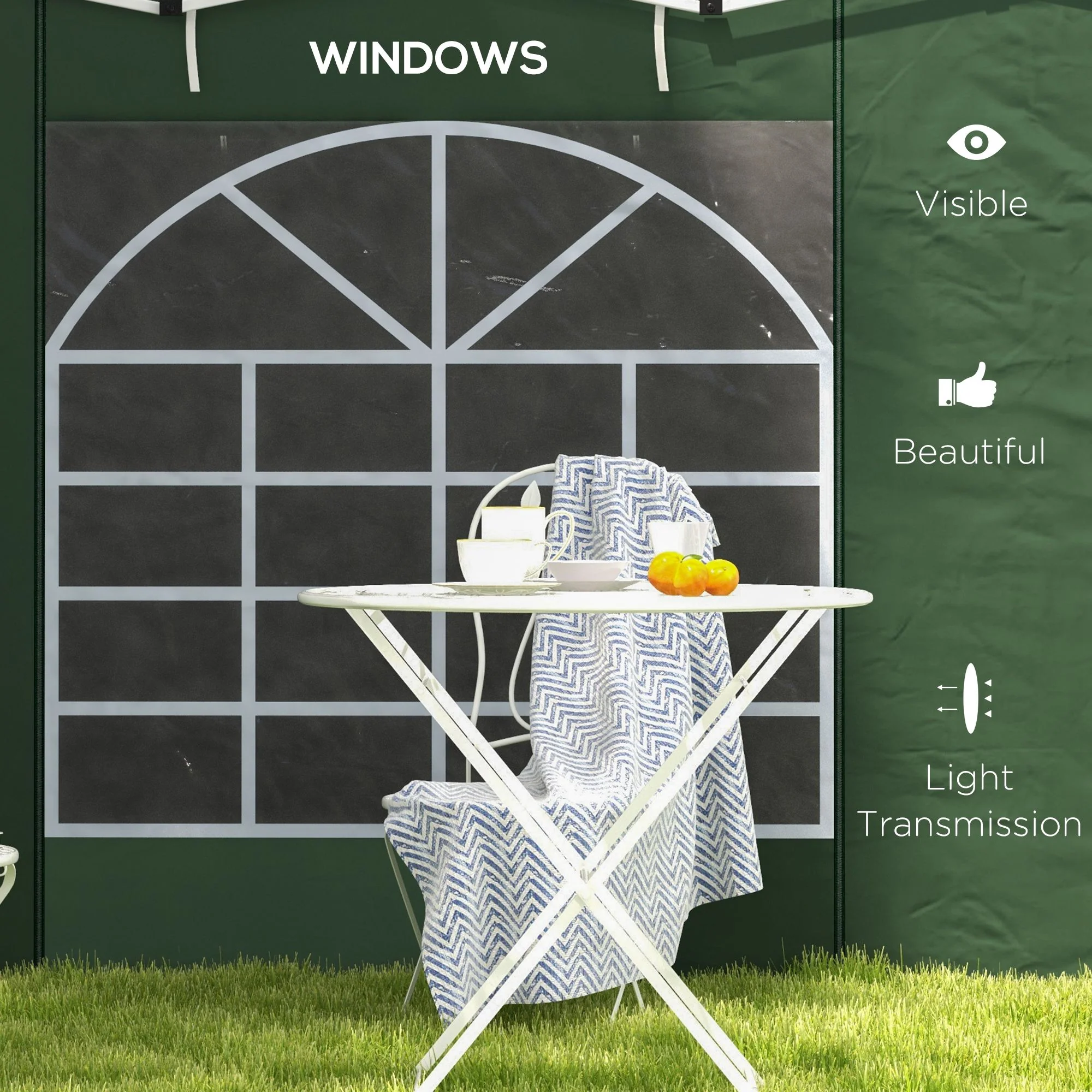 Gazebo Side Panels for 3x3(m) or 3x6(m)Pop Up Gazebo, 2 Pack Sides Replacement, Green - Image 8