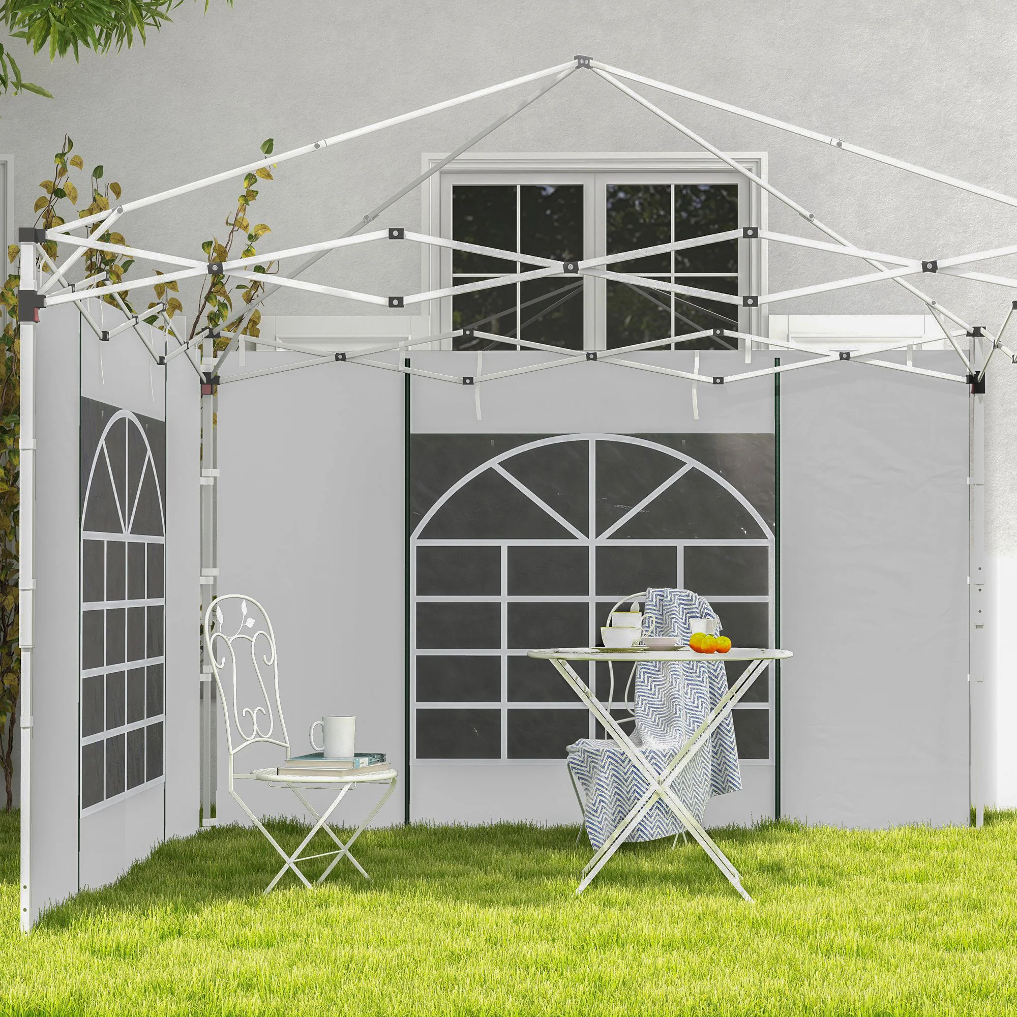 Gazebo Side Panels for 3x3(m) or 3x6(m)Pop Up Gazebo, 2 Pack Sides Replacement, White - Image 3