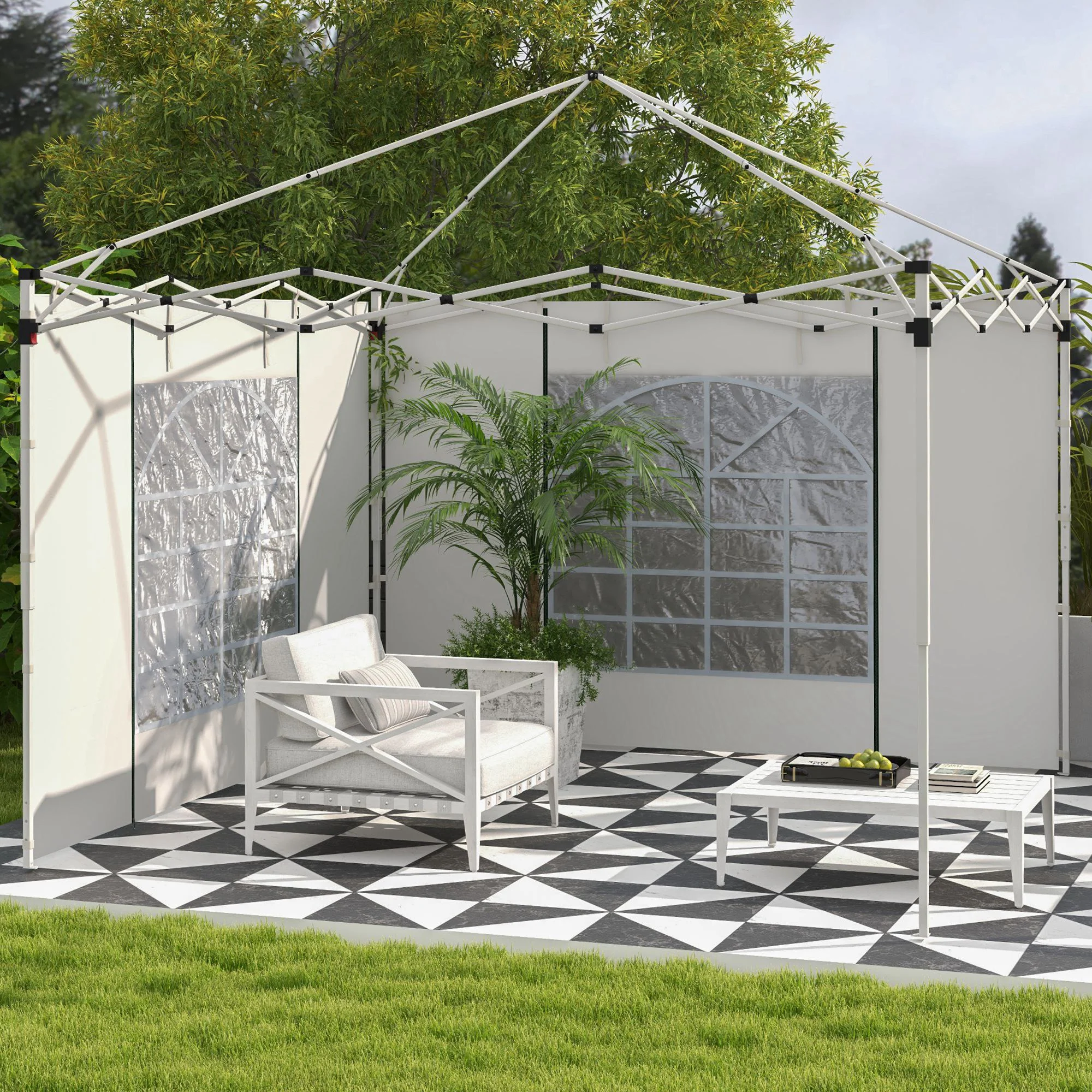 Gazebo Side Panels for 3x3(m) or 3x6(m)Pop Up Gazebo, 2 Pack Sides Replacement, White - Image 4