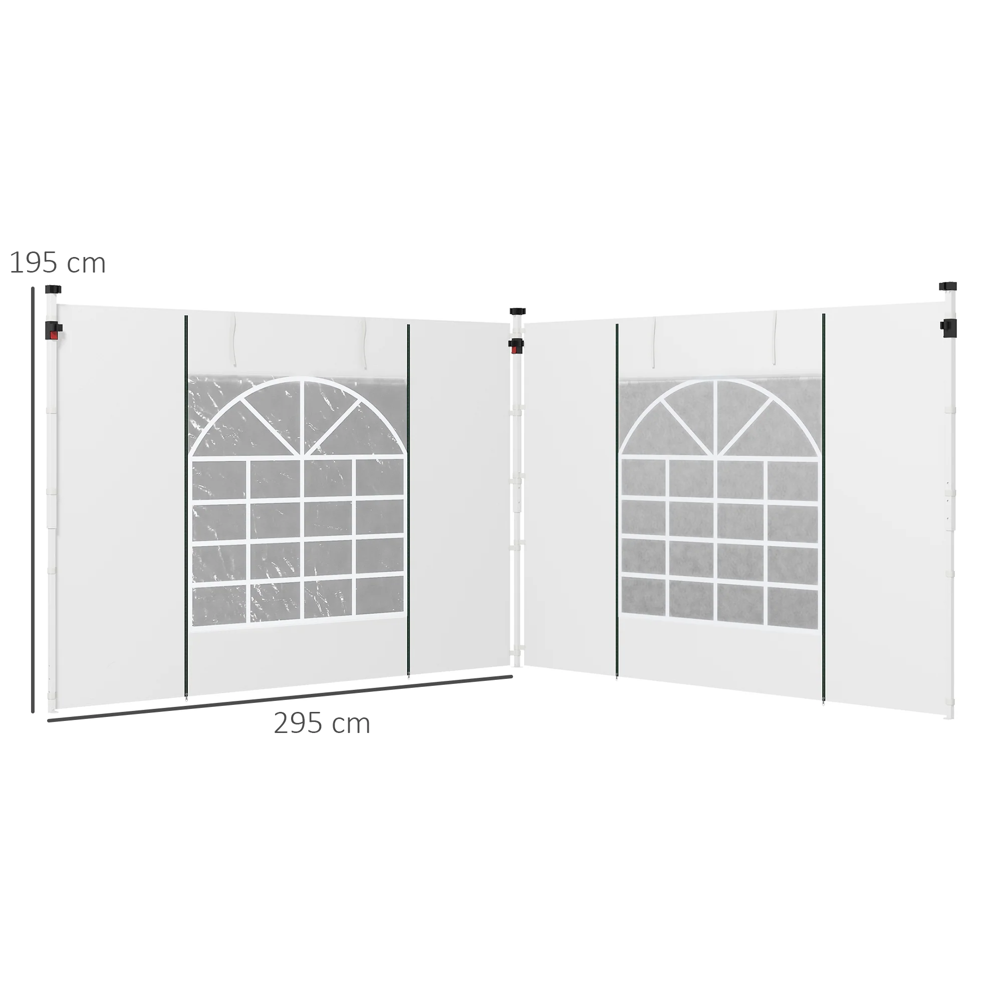 Gazebo Side Panels for 3x3(m) or 3x6(m)Pop Up Gazebo, 2 Pack Sides Replacement, White - Image 5