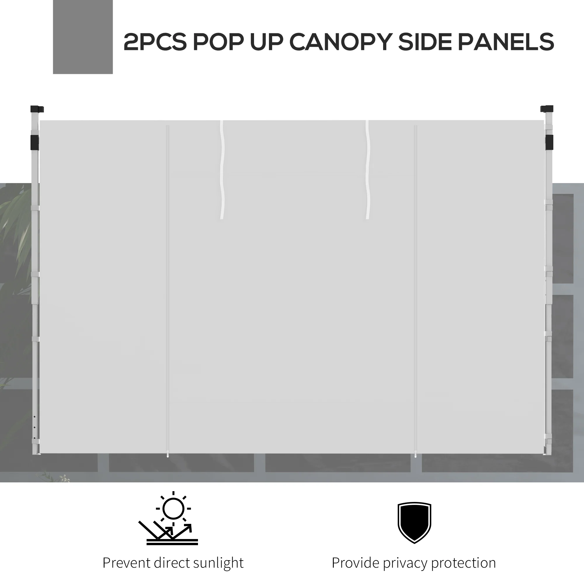Gazebo Side Panels for 3x3(m) or 3x6(m)Pop Up Gazebo, 2 Pack Sides Replacement, White - Image 6