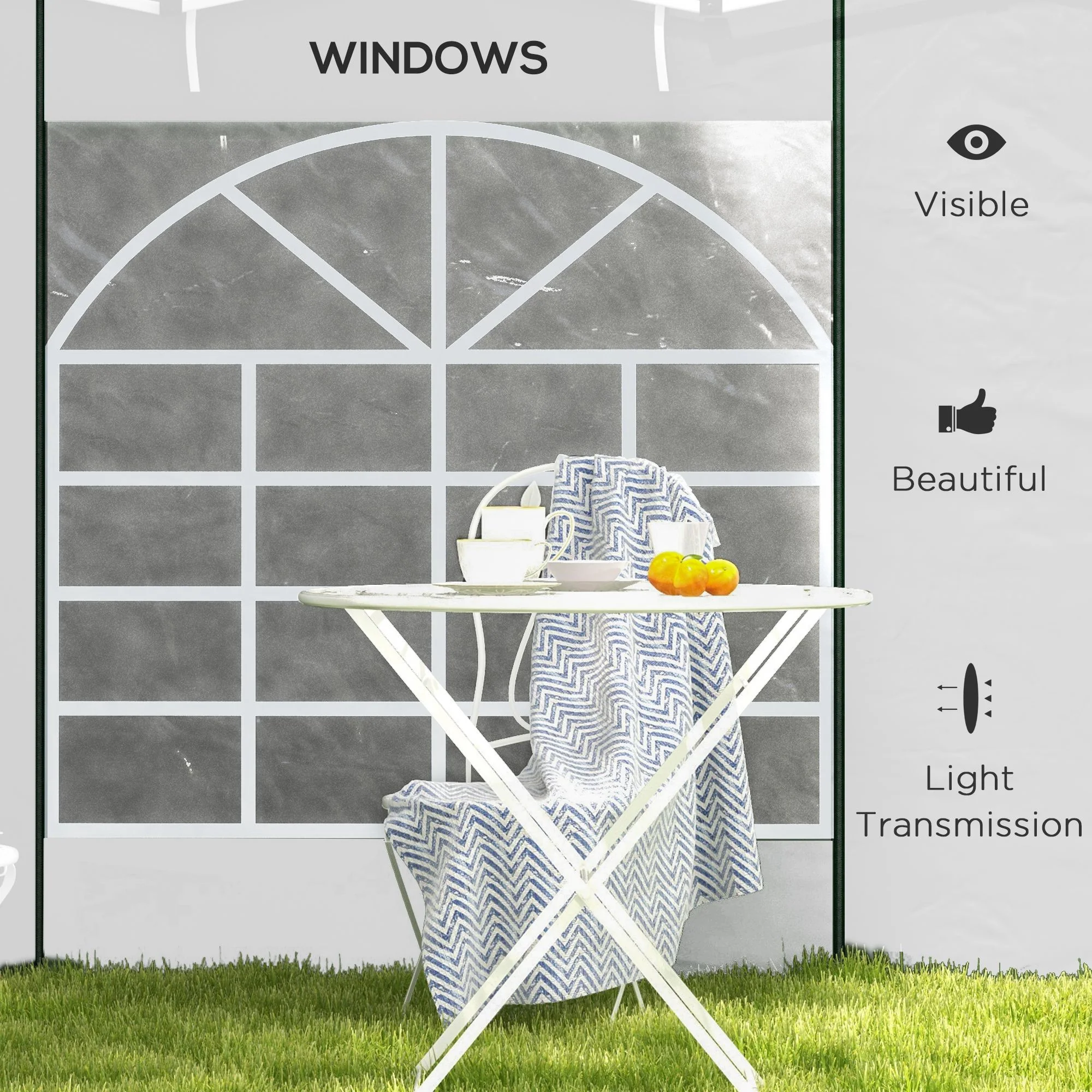 Gazebo Side Panels for 3x3(m) or 3x6(m)Pop Up Gazebo, 2 Pack Sides Replacement, White - Image 8