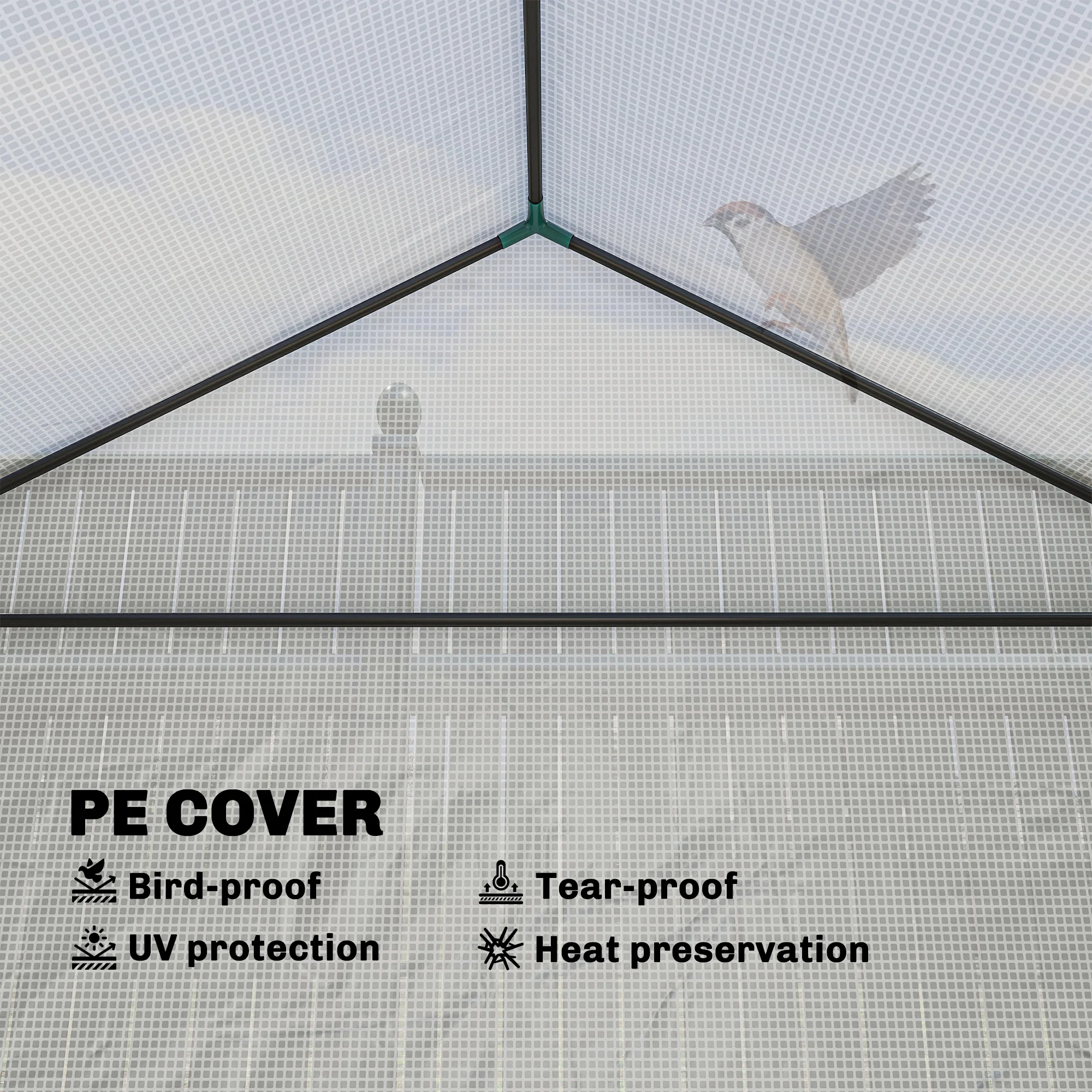 56" x 56" x 75" Raised Garden Bed Greenhouse with PE Cover, White - Image 8