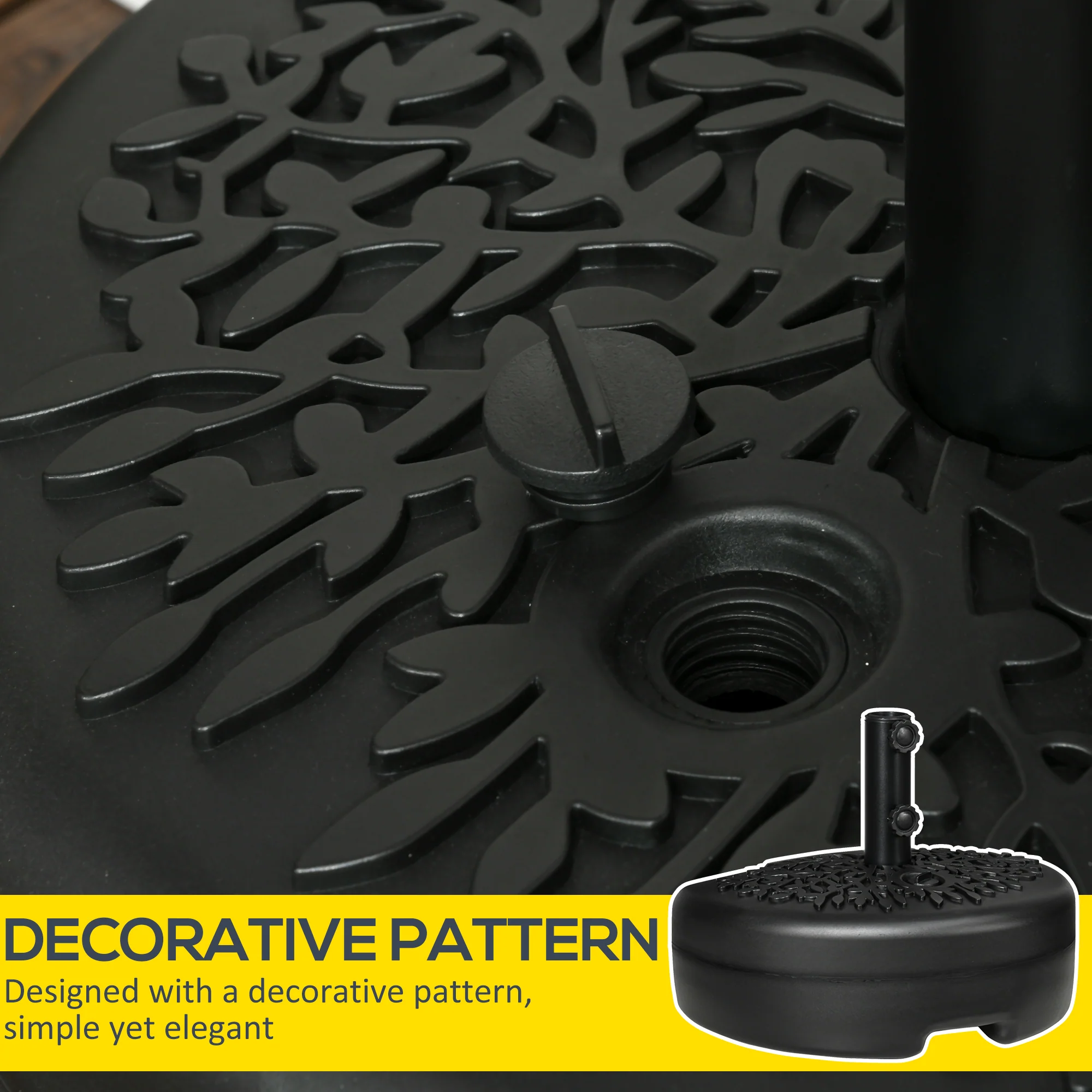 Half Round Umbrella Base for 38 or 48mm Poles, Filled Up to 18kg Water or 21kg Sand, Black - Image 9