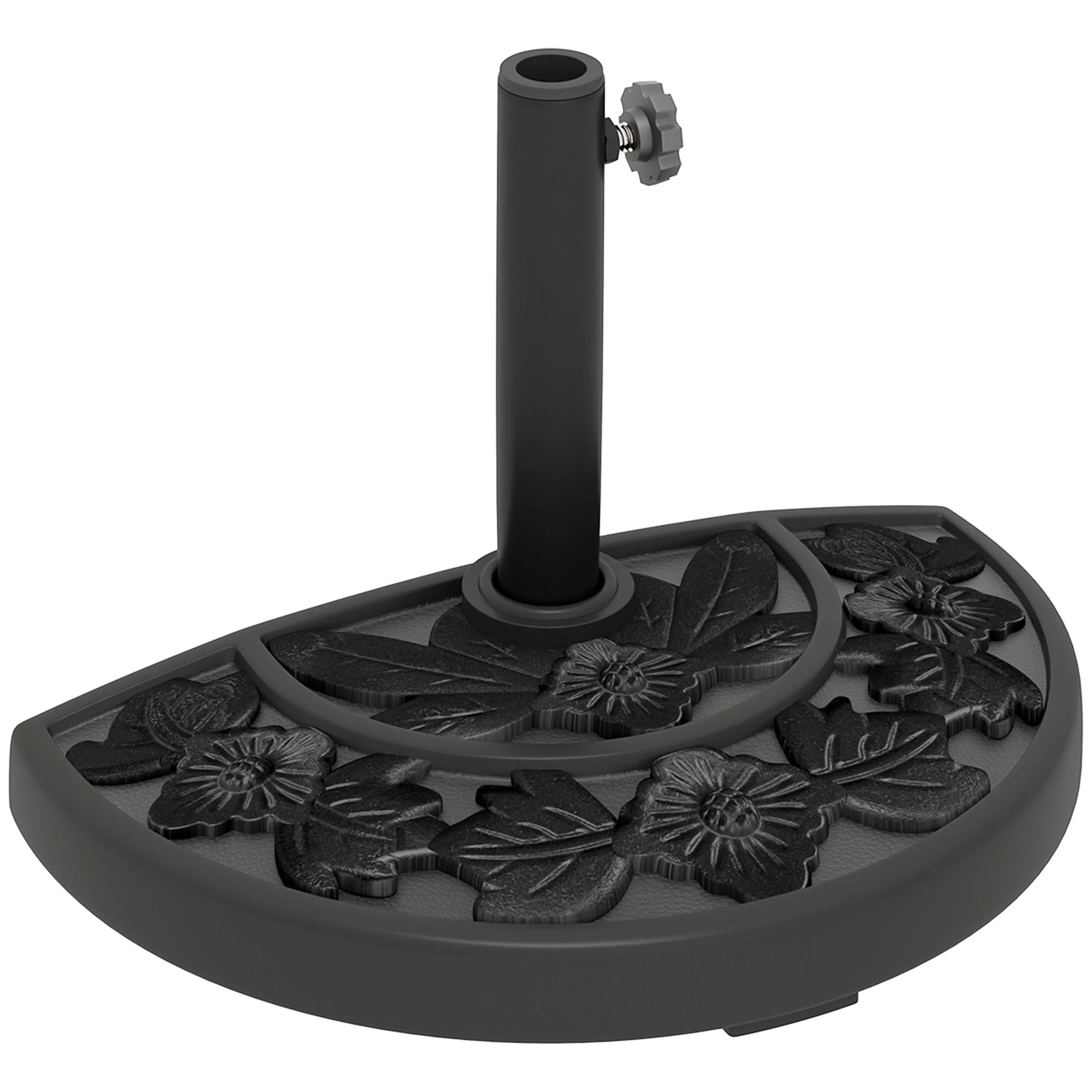 21lb Concrete Half Umbrella Stand with Floral Design, for 1.3"/1.5"/1.9" Poles, Black - Image 12