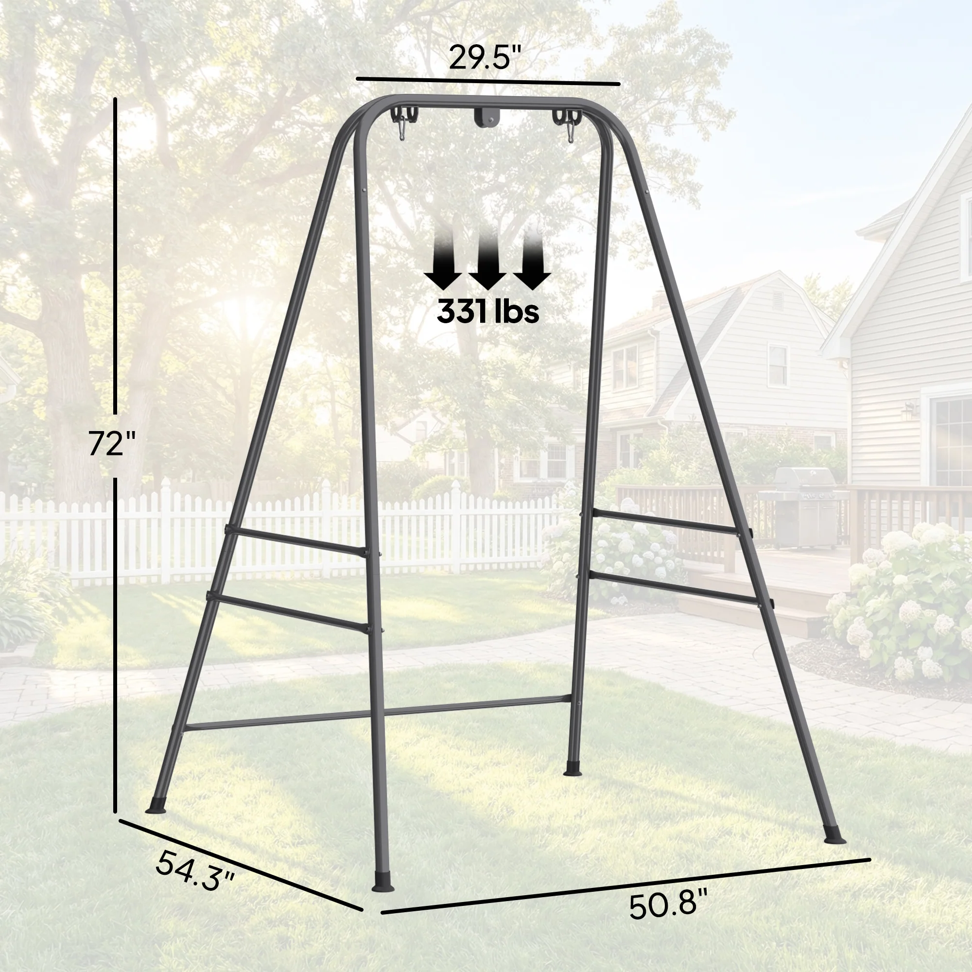 Hammock Chair Stand with Anti-Slip Pads and 2 Carabiners, Gray - Image 5