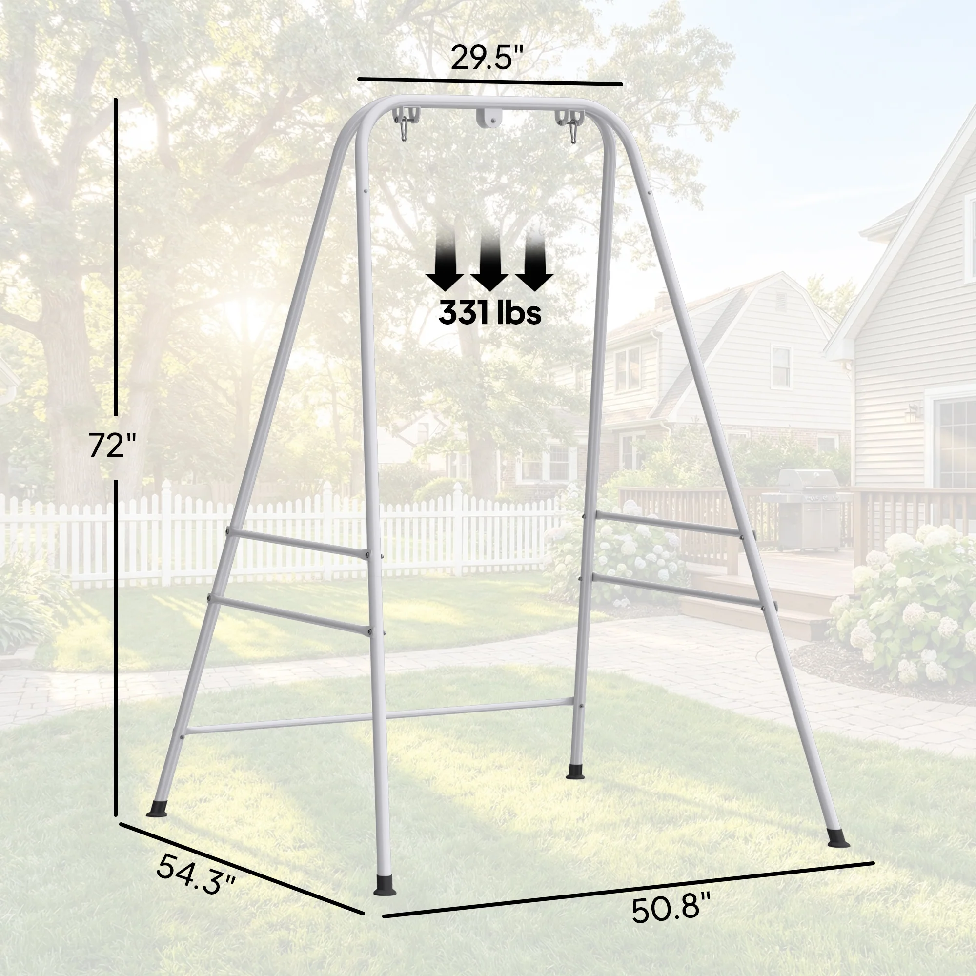 Hammock Chair Stand with Anti-Slip Pads and 2 Carabiners, White - Image 5
