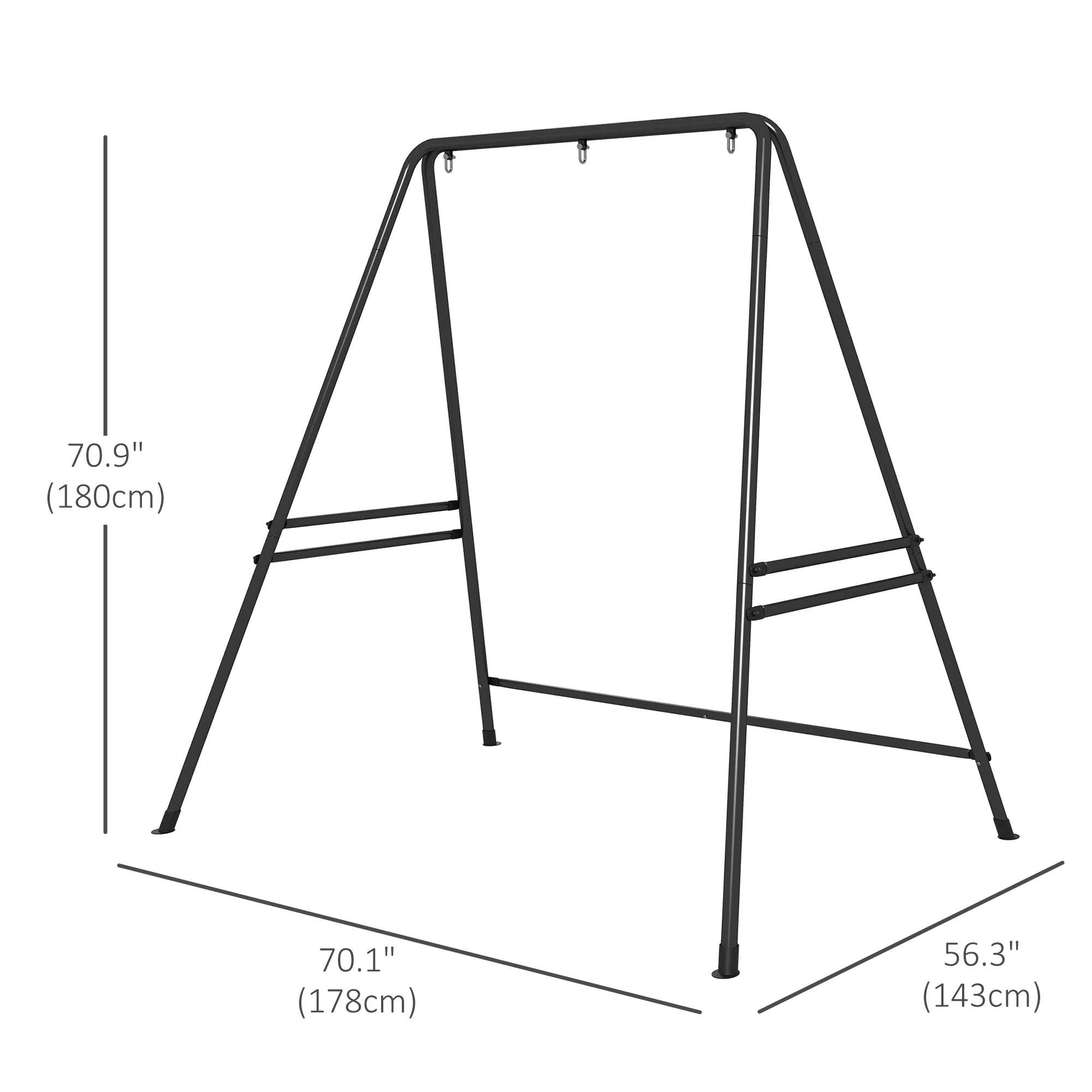 Hanging Heavy Duty Metal Frame Hammock Stand for Air Porch Swing Chair, Egg Cahir, Black - Image 5
