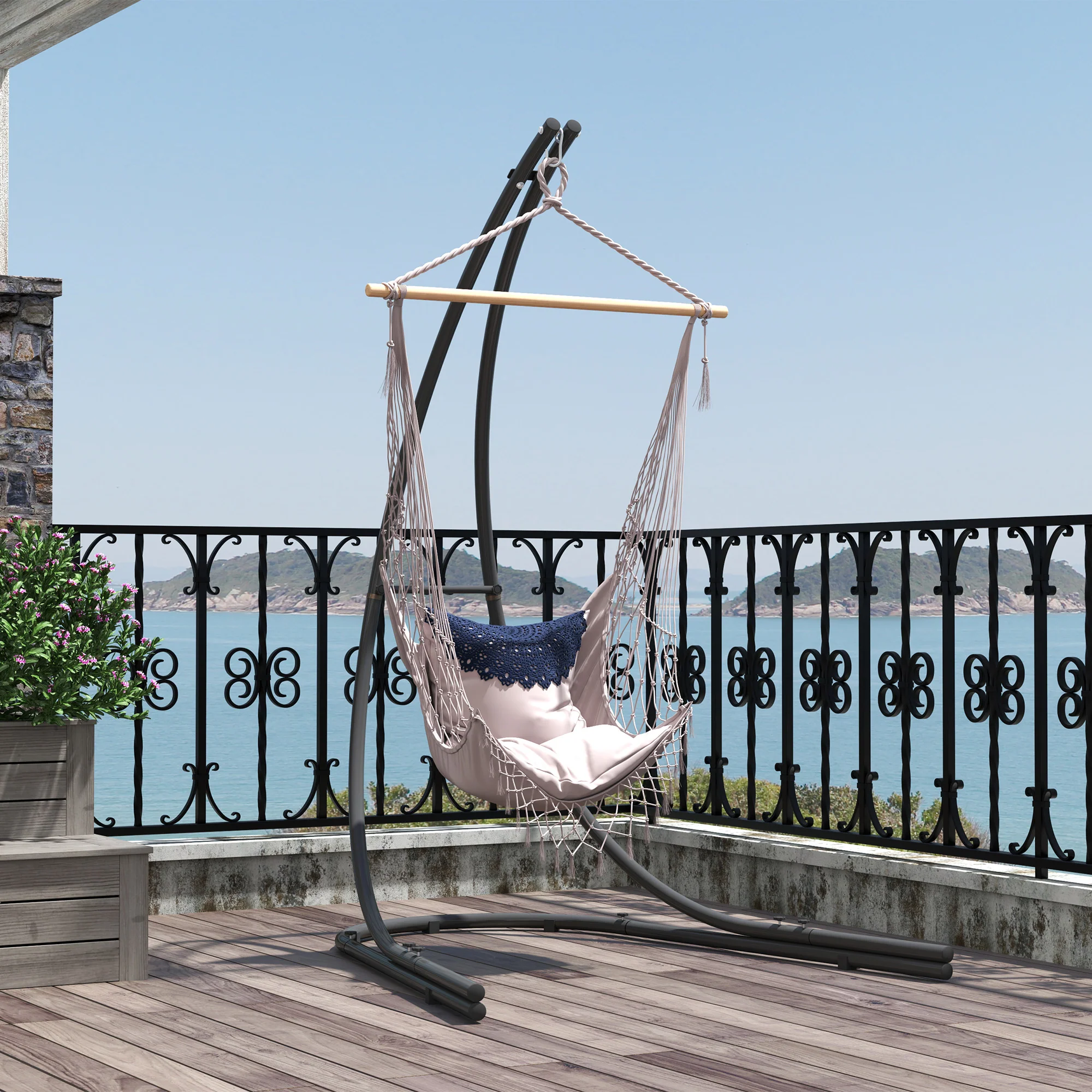 Hammock Chair Stand, Heavy Duty Steel Hanging Chair Stand for Swing Egg Chair, Black - Image 10