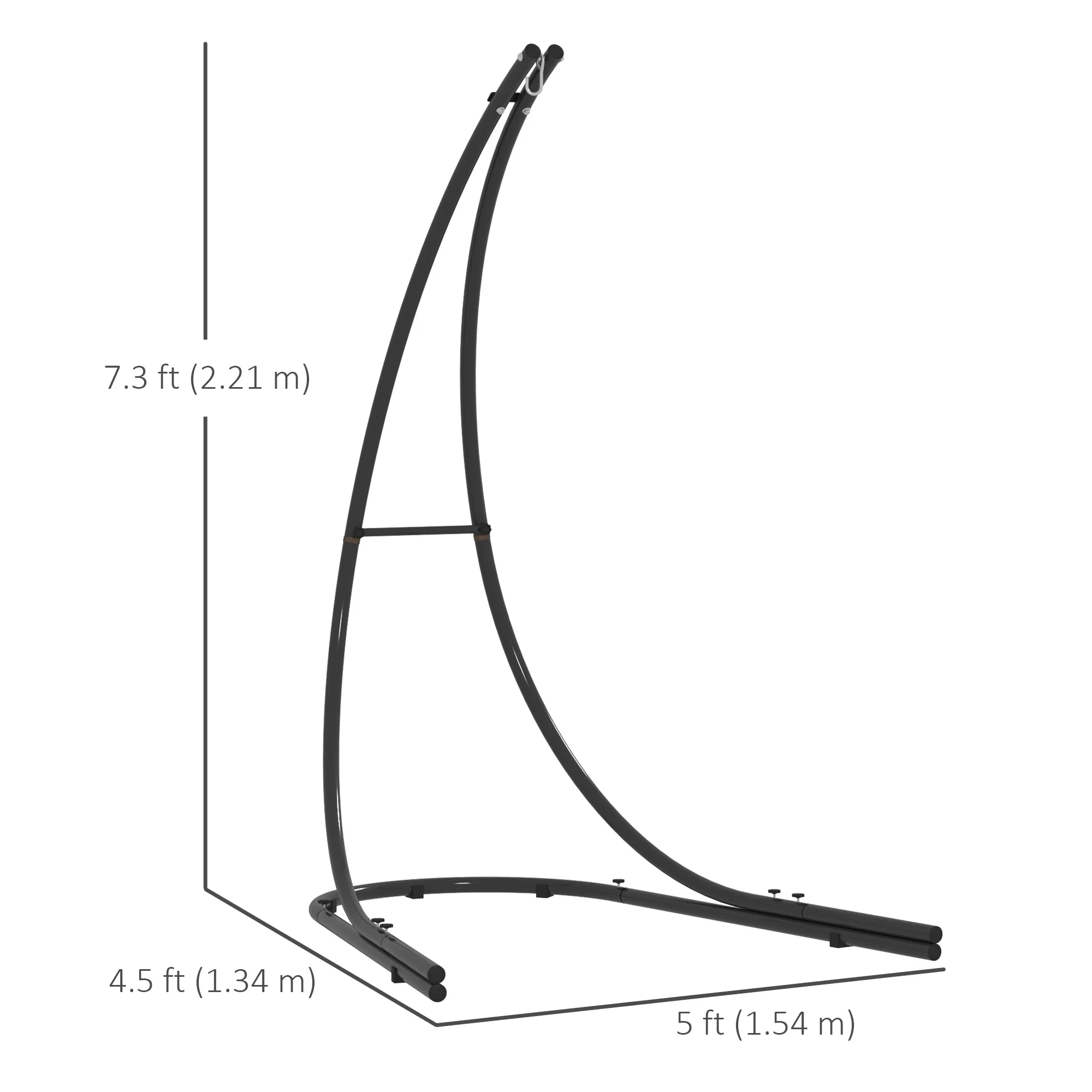 Hammock Chair Stand, Heavy Duty Steel Hanging Chair Stand for Swing Egg Chair, Black - Image 5