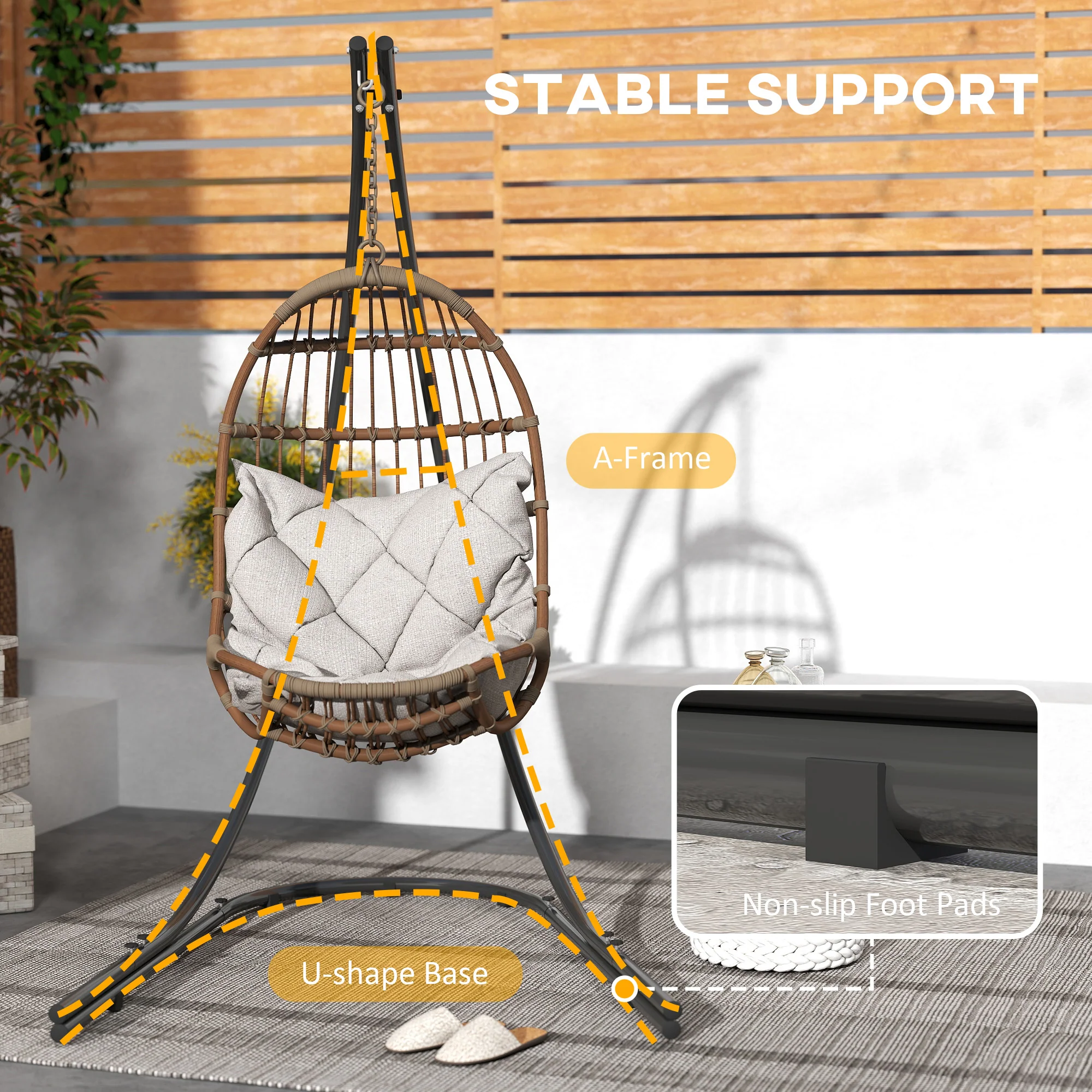 Hammock Chair Stand, Heavy Duty Steel Hanging Chair Stand for Swing Egg Chair, Black - Image 8