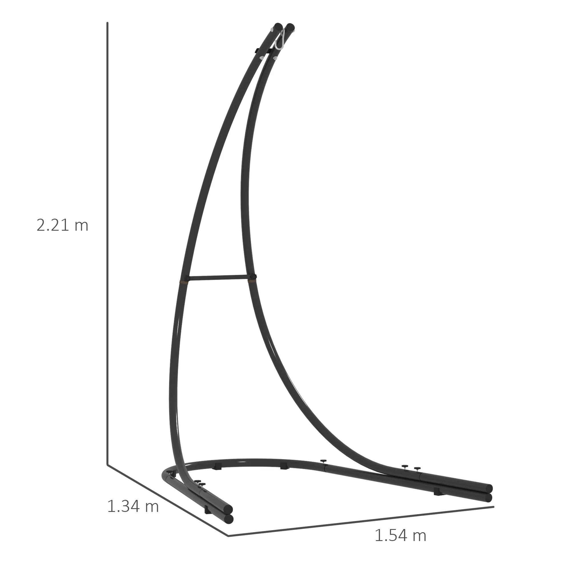 Hammock Chair Stand Only, Hanging Chair Stand with Extra Large Base, Heavy Duty Metal Single Hammock Egg Swing Frame for Indoor Outdoor, 150 KG Load Capacity, Black - Image 5