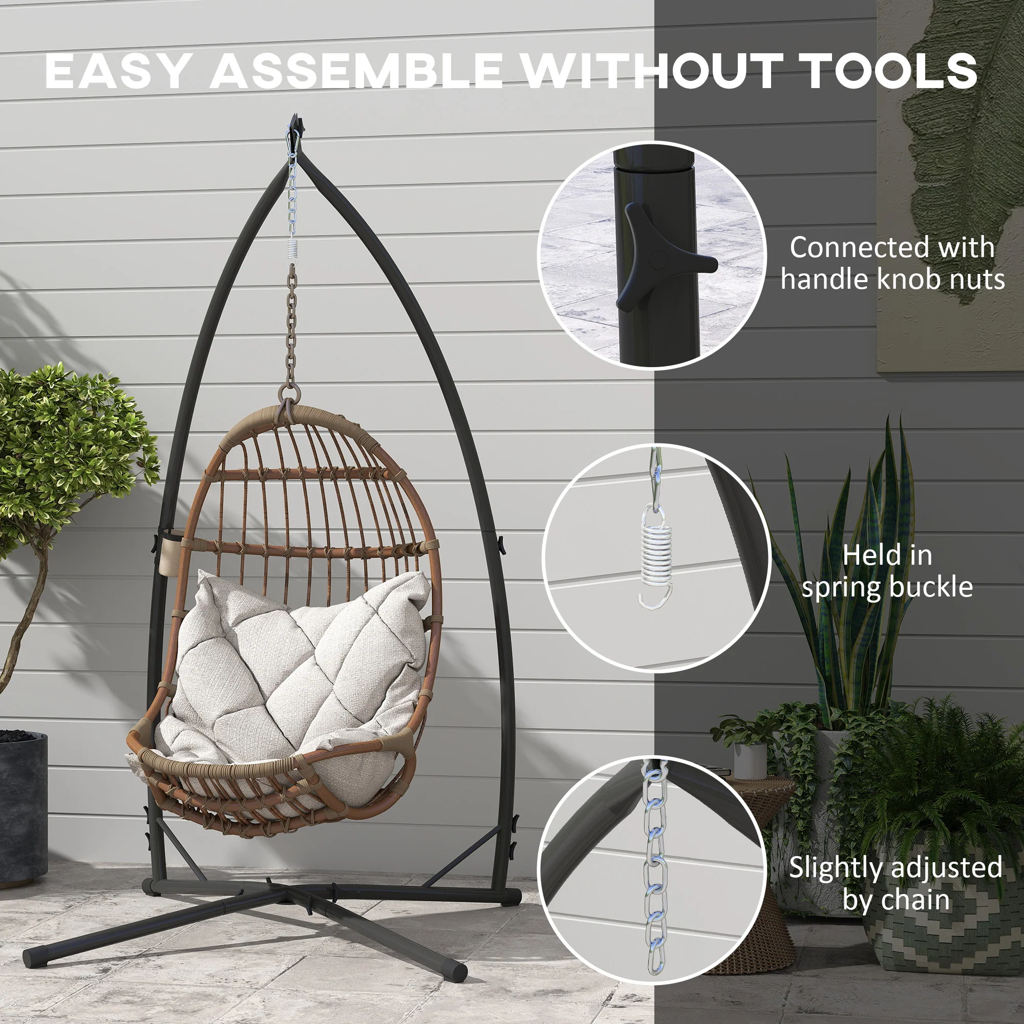 Hammock Chair Stand with X-Shaped Base, 150 KG Load Capacity, Black - Image 10