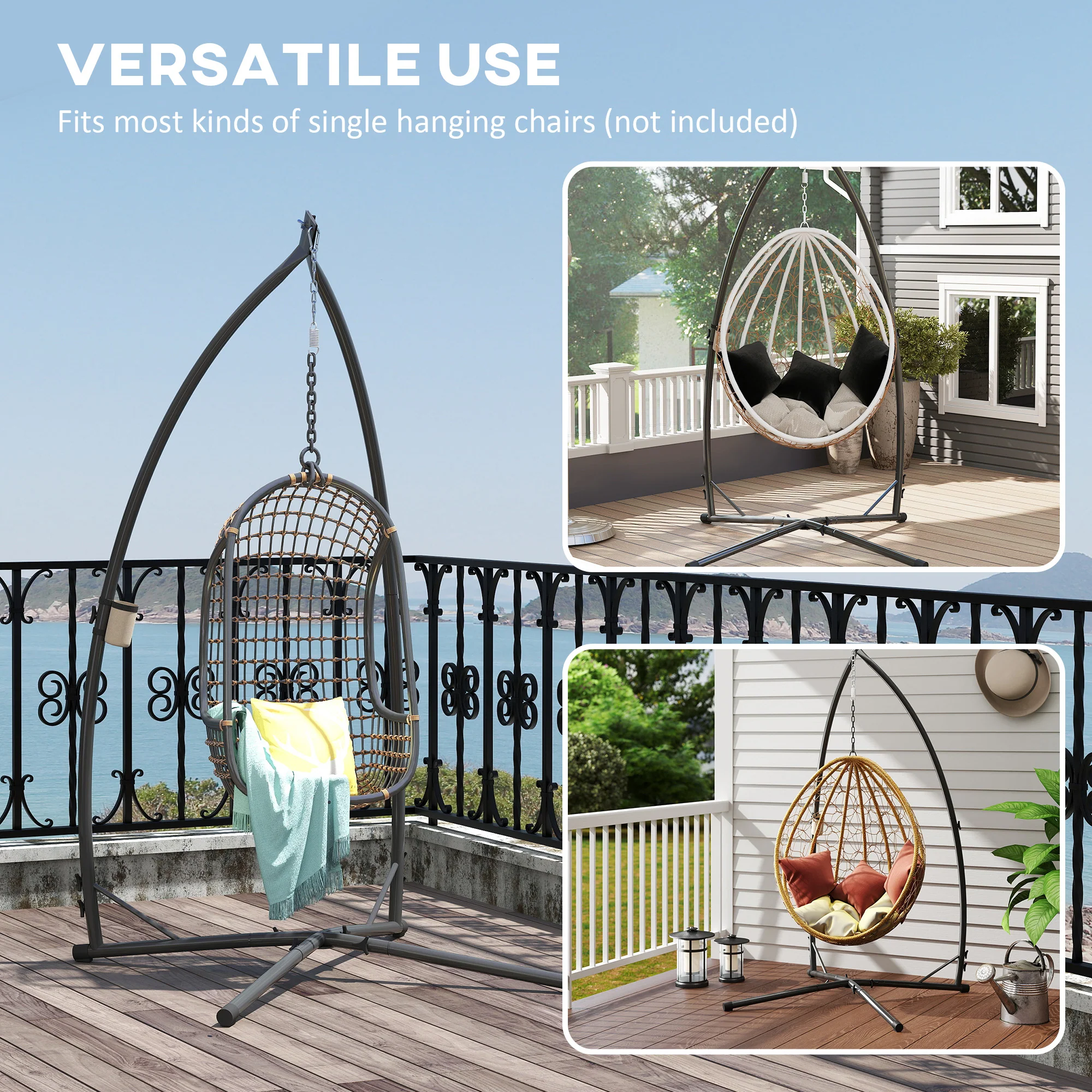 Hammock Chair Stand with X-Shaped Base, 150 KG Load Capacity, Black - Image 6