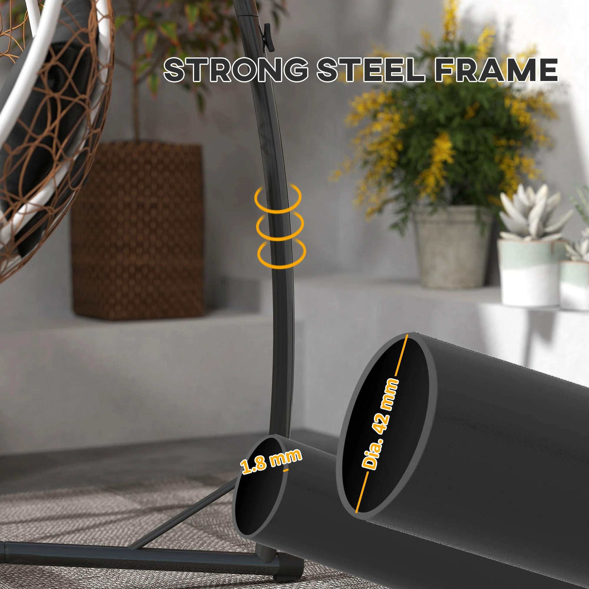 Hammock Chair Stand with X-Shaped Base, 150 KG Load Capacity, Black - Image 7