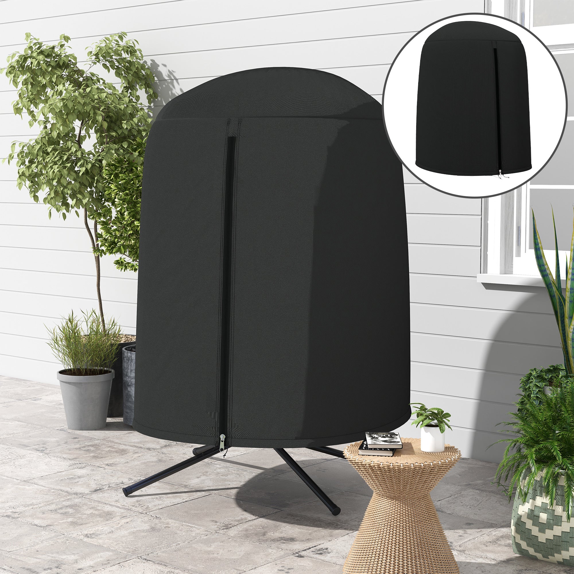 Egg Chair Cover, 420D Oxford Fabric Waterproof Anti-dust Furniture Protector, Black - Image 3