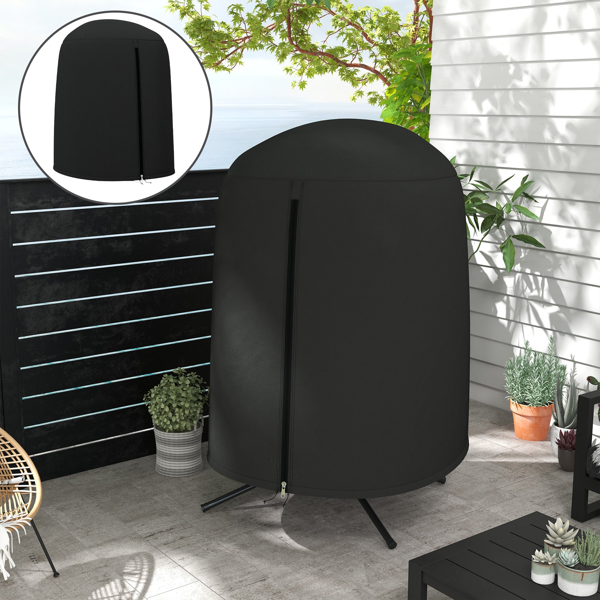 Egg Chair Cover, 420D Oxford Fabric Waterproof Anti-dust Furniture Protector, Black - Image 4