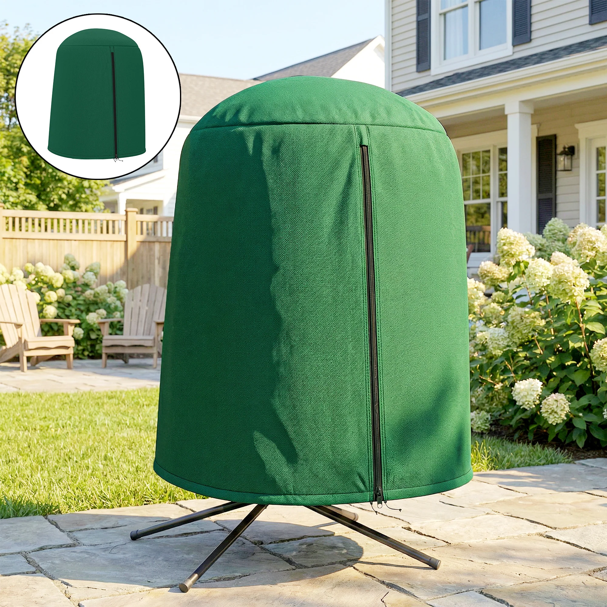 Hanging Egg Chair Cover with Zipper, 420D Oxford for 128 x 190H cm Stand, Green - Image 10