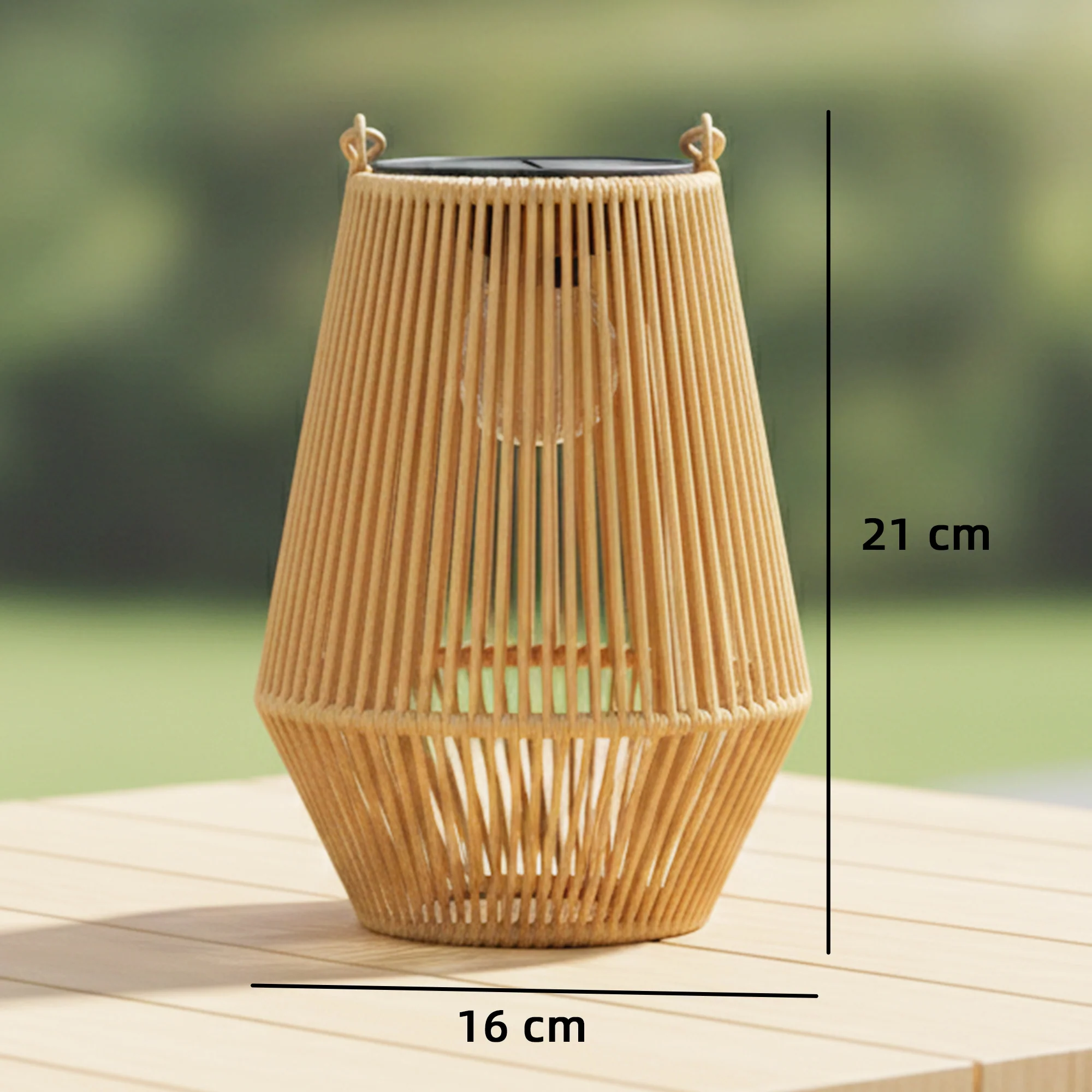 2 Pack Hanging Solar Rattan Lanterns with Auto On/Off, Brown - Image 5