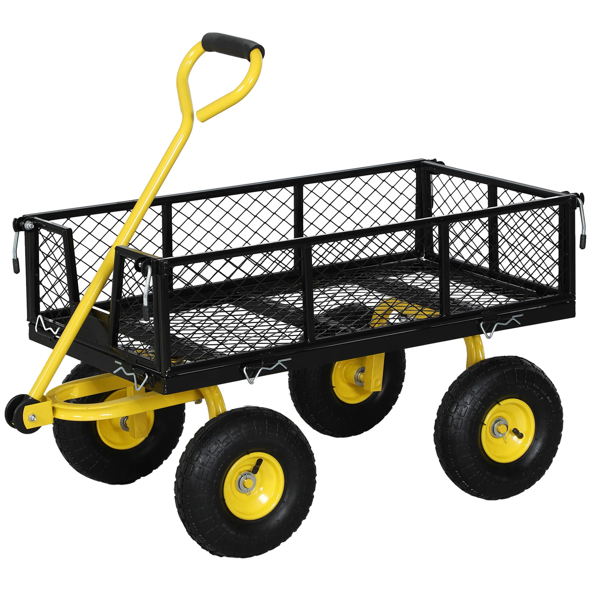Heavy Duty Steel Garden Cart with Removable Sides & 180° Rotating Handle, 440lb Capacity - Image 2