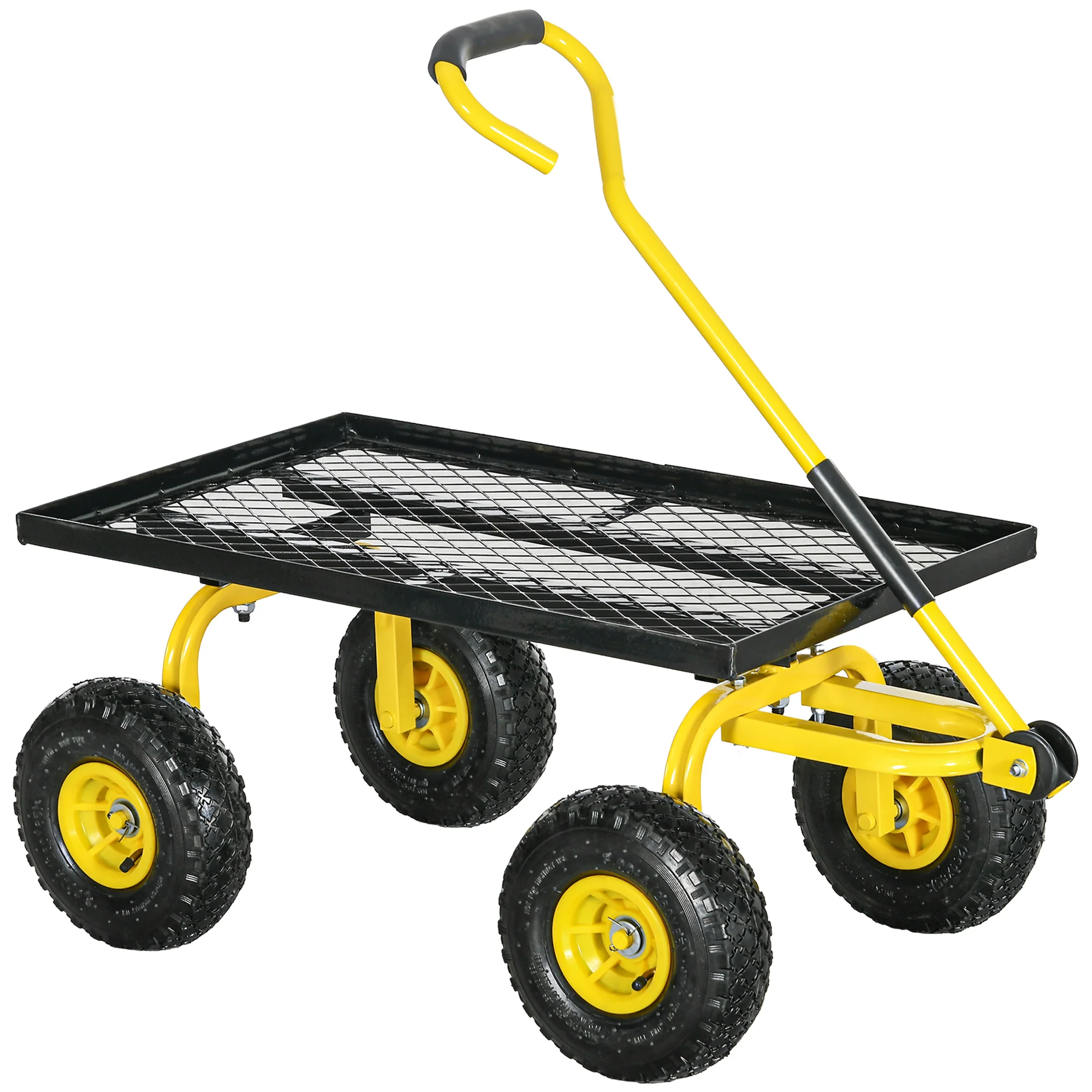Heavy Duty Garden Wagon with 10" Wheels and Rotating Handle, 330 lb Capacity, Yellow - Image 12