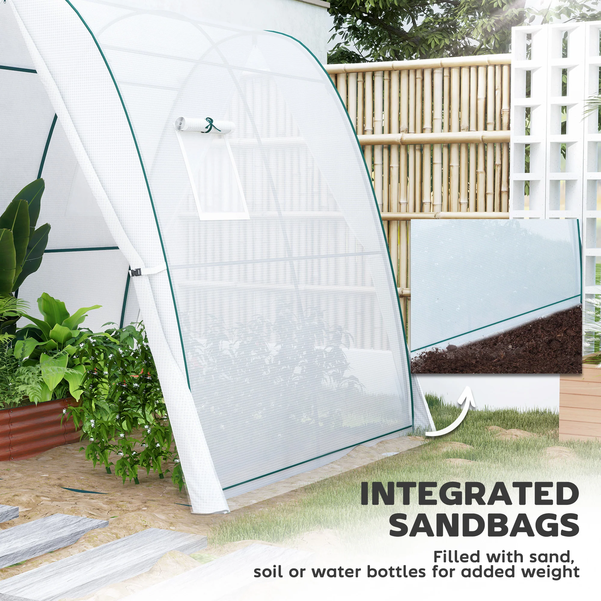 Portable Walk-In Greenhouse Tunnel with Sandbag Supports - Image 7