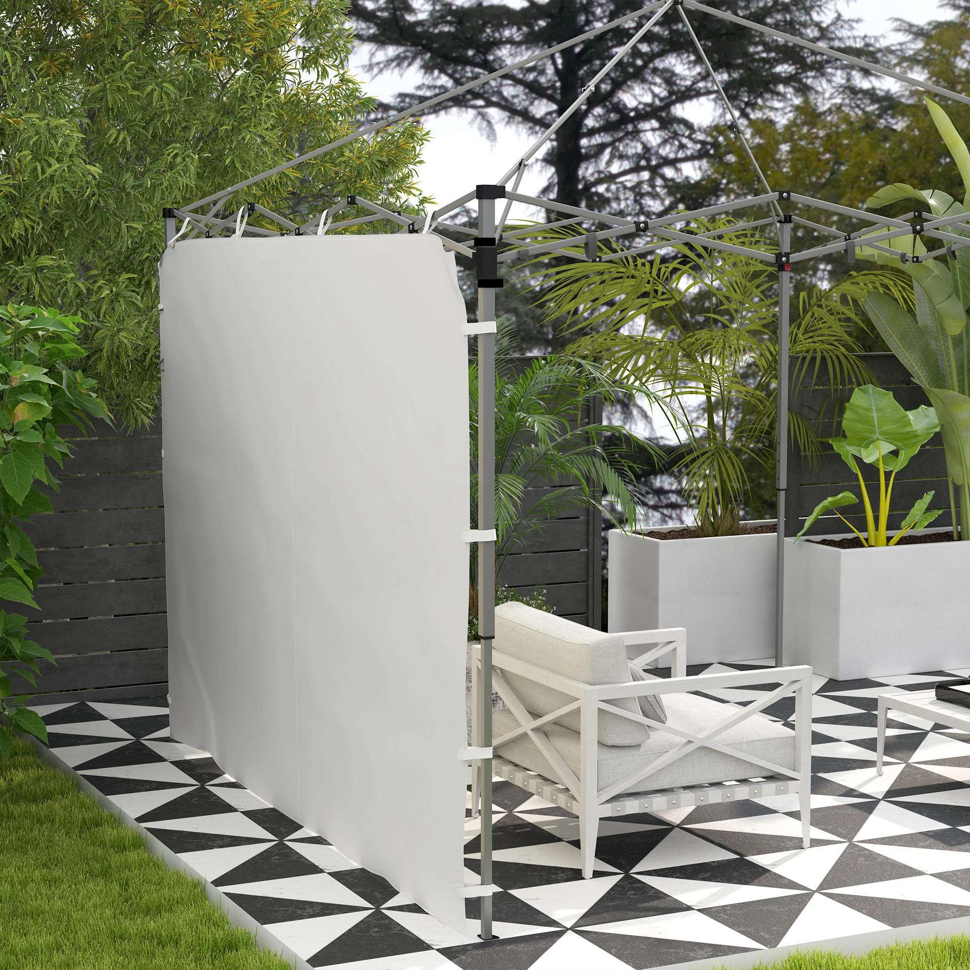 1-Pack Canopy Sidewall for 10' x 10' Canopy with 4 Mesh Bags & 2 Storage Pockets, White - Image 10