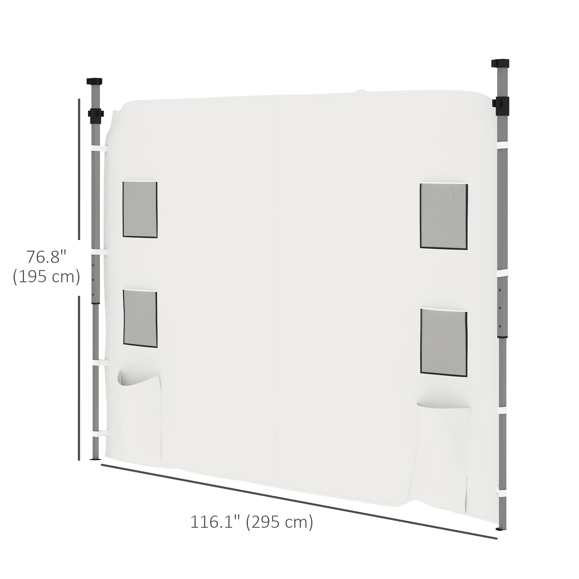 1-Pack Canopy Sidewall for 10' x 10' Canopy with 4 Mesh Bags & 2 Storage Pockets, White - Image 5