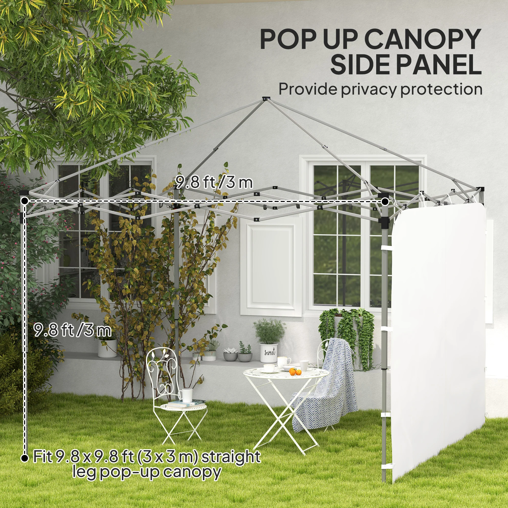 1-Pack Canopy Sidewall for 10' x 10' Canopy with 4 Mesh Bags & 2 Storage Pockets, White - Image 6